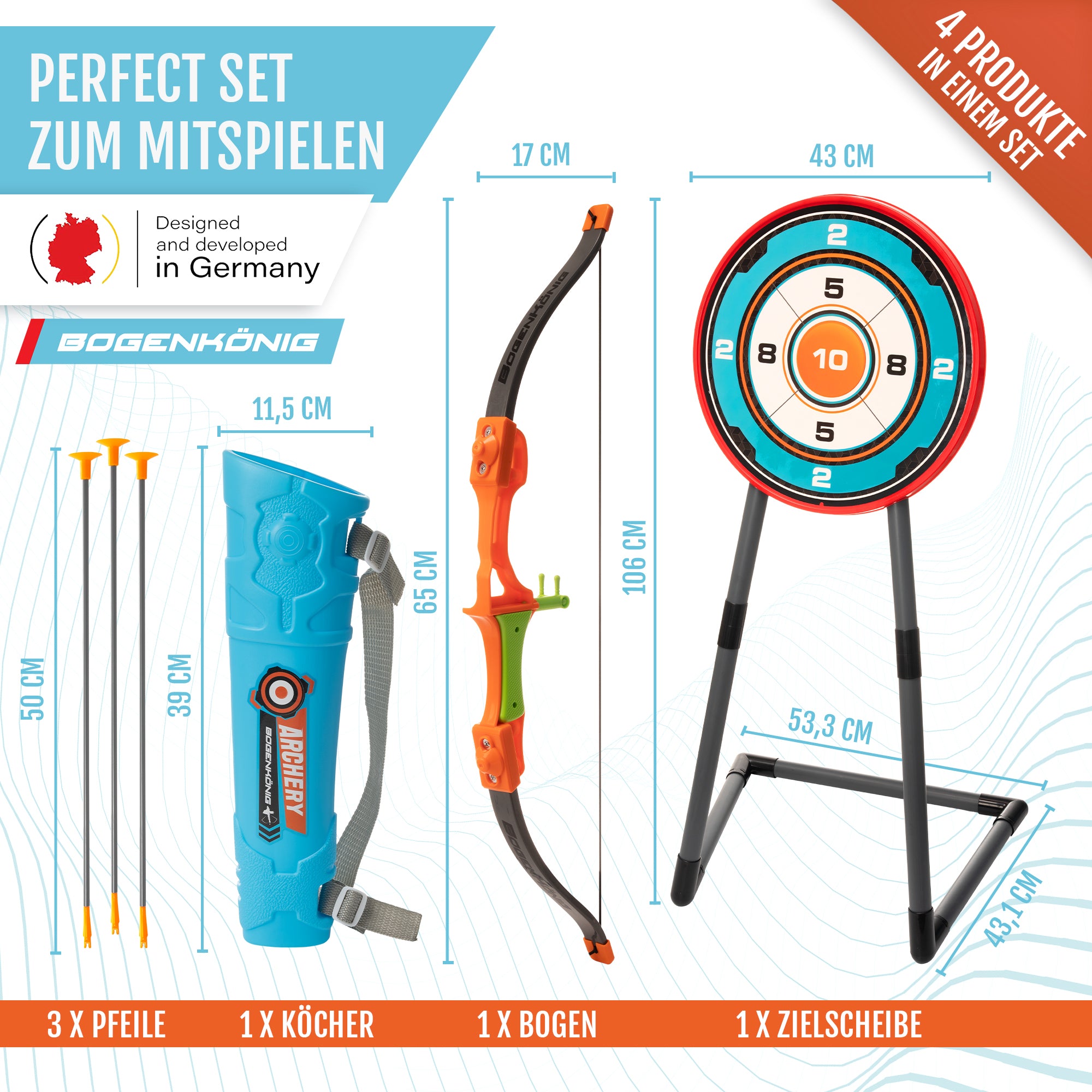 Pfeil und Bogen Kinder Spielzeug Set - ab 6 Jahre