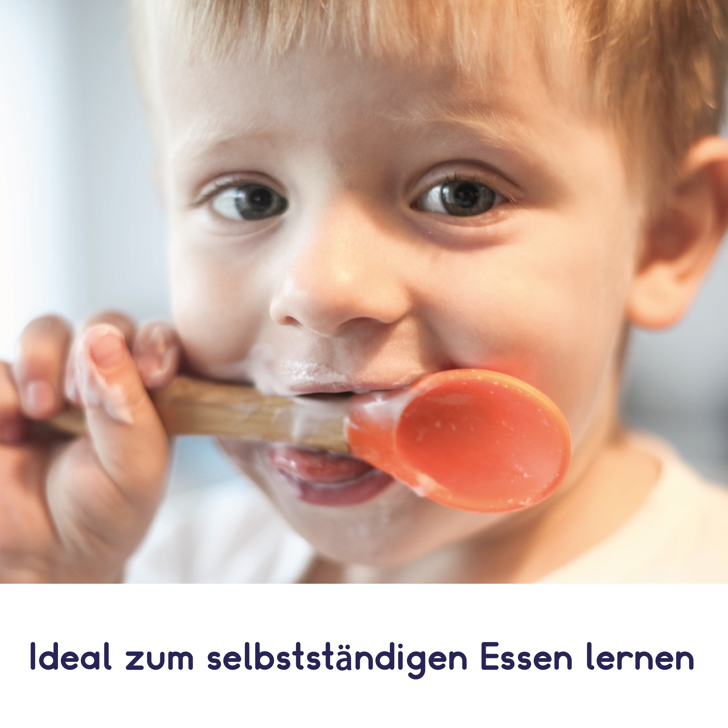 Bambus-Schüssel für Kinder inkl. Löffel - mit Kuhmotiv - Rosa
