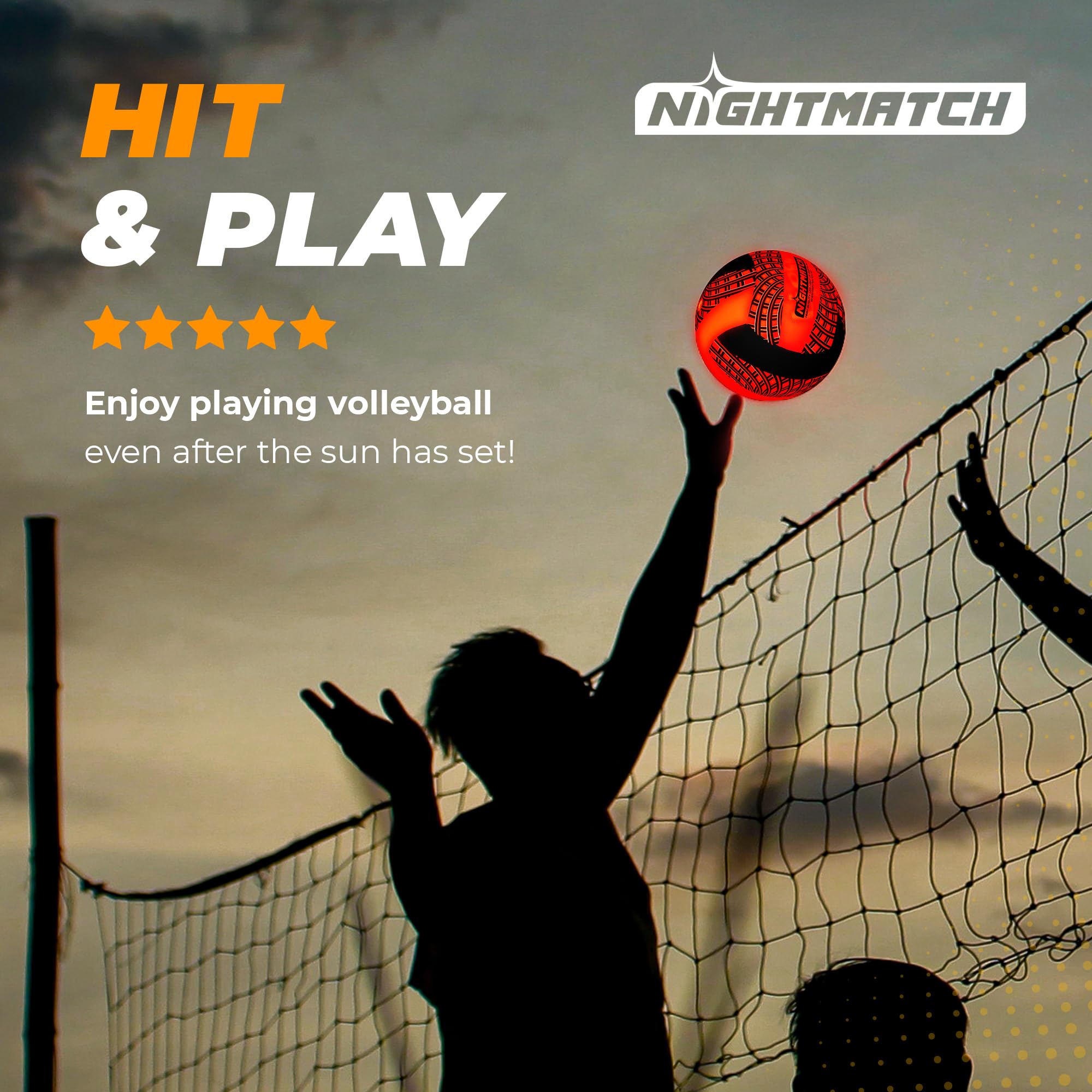 LED Volleyball - Komplettset - Schwarz-Orange
