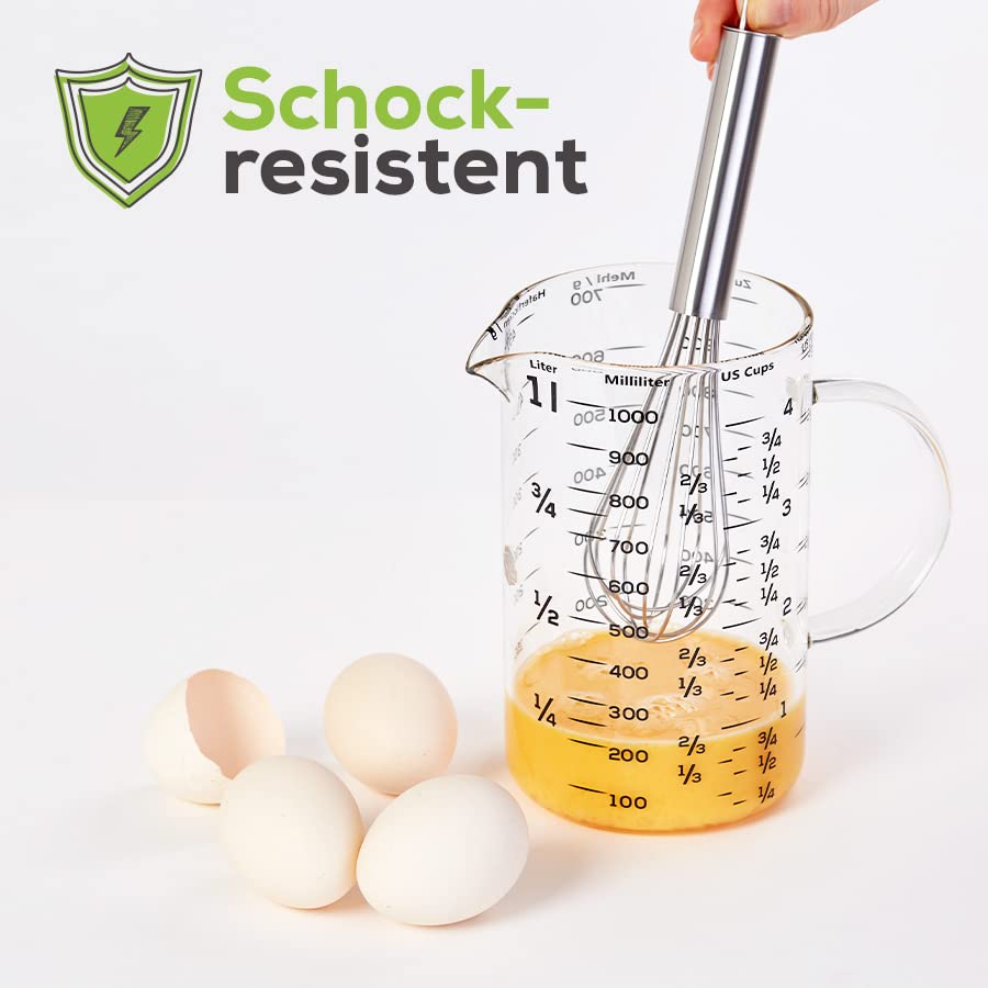 Messbecher - Glas - 1 L - mit Bambusdeckel
