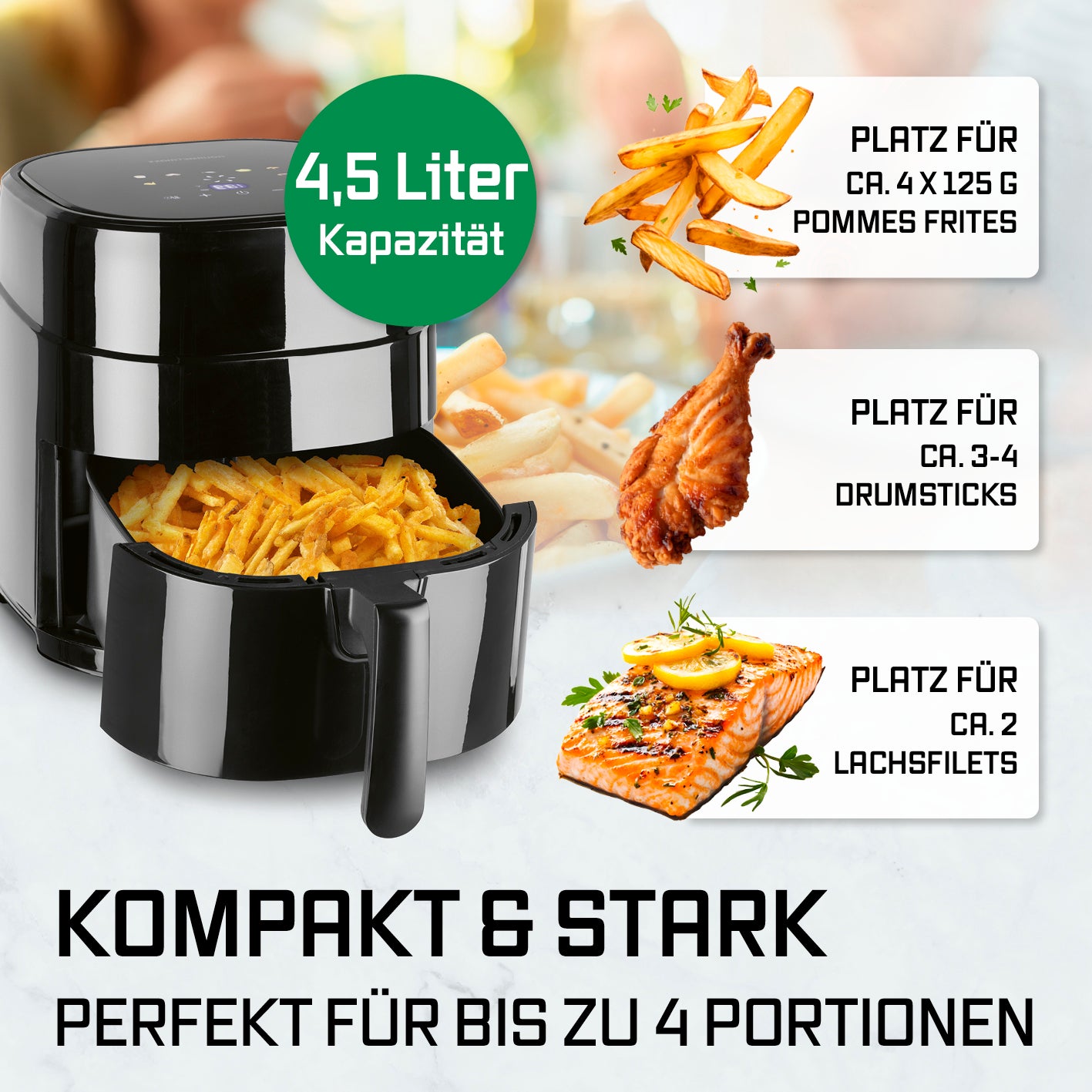 Heißluftfritteuse - 4,5 L Fassungsvermögen