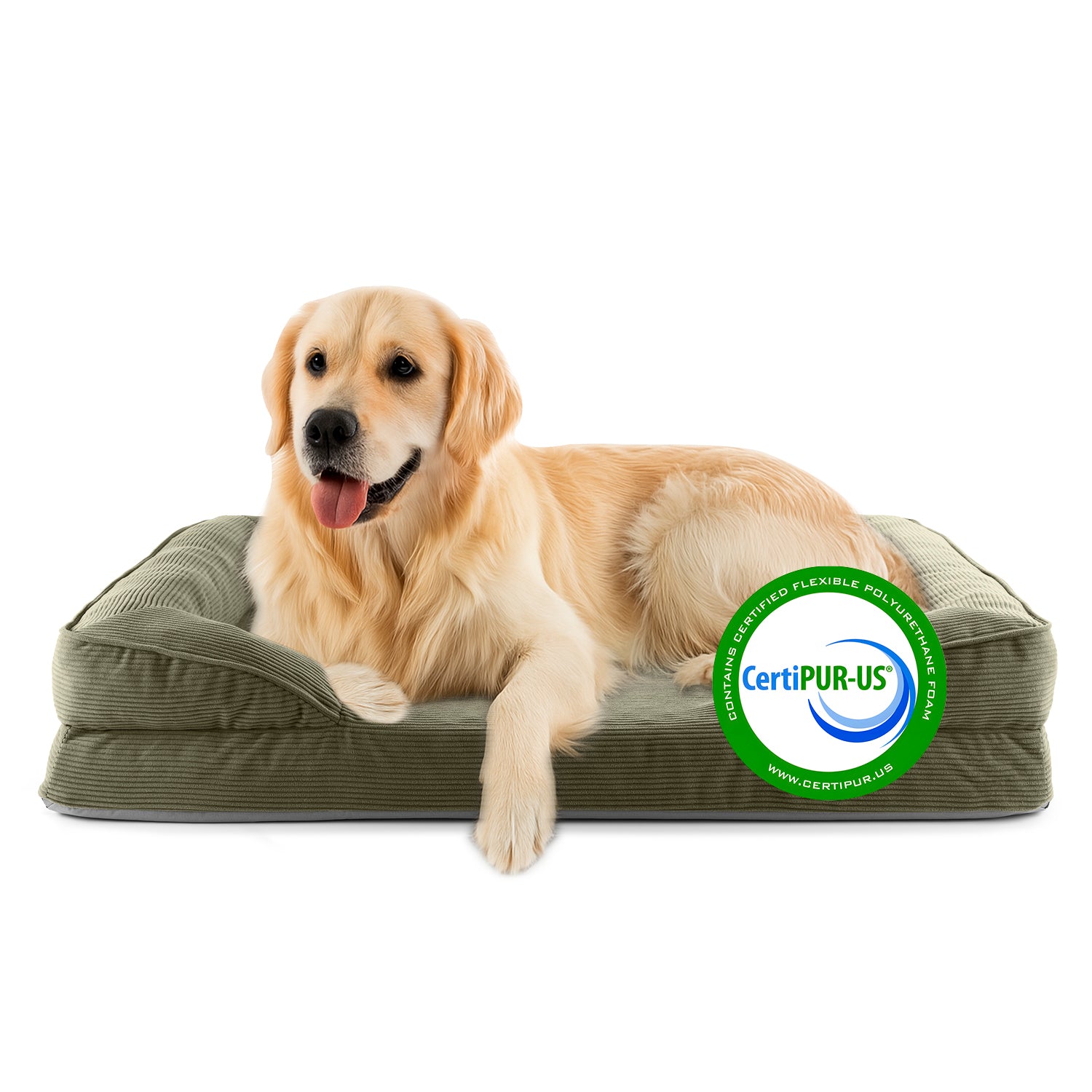 Komfort-Hundebett aus der LUMALAND Cord-Reihe Gr. L 110 x 75 cm Grau mit extrahohem Rand und rutschhemmendem Boden
