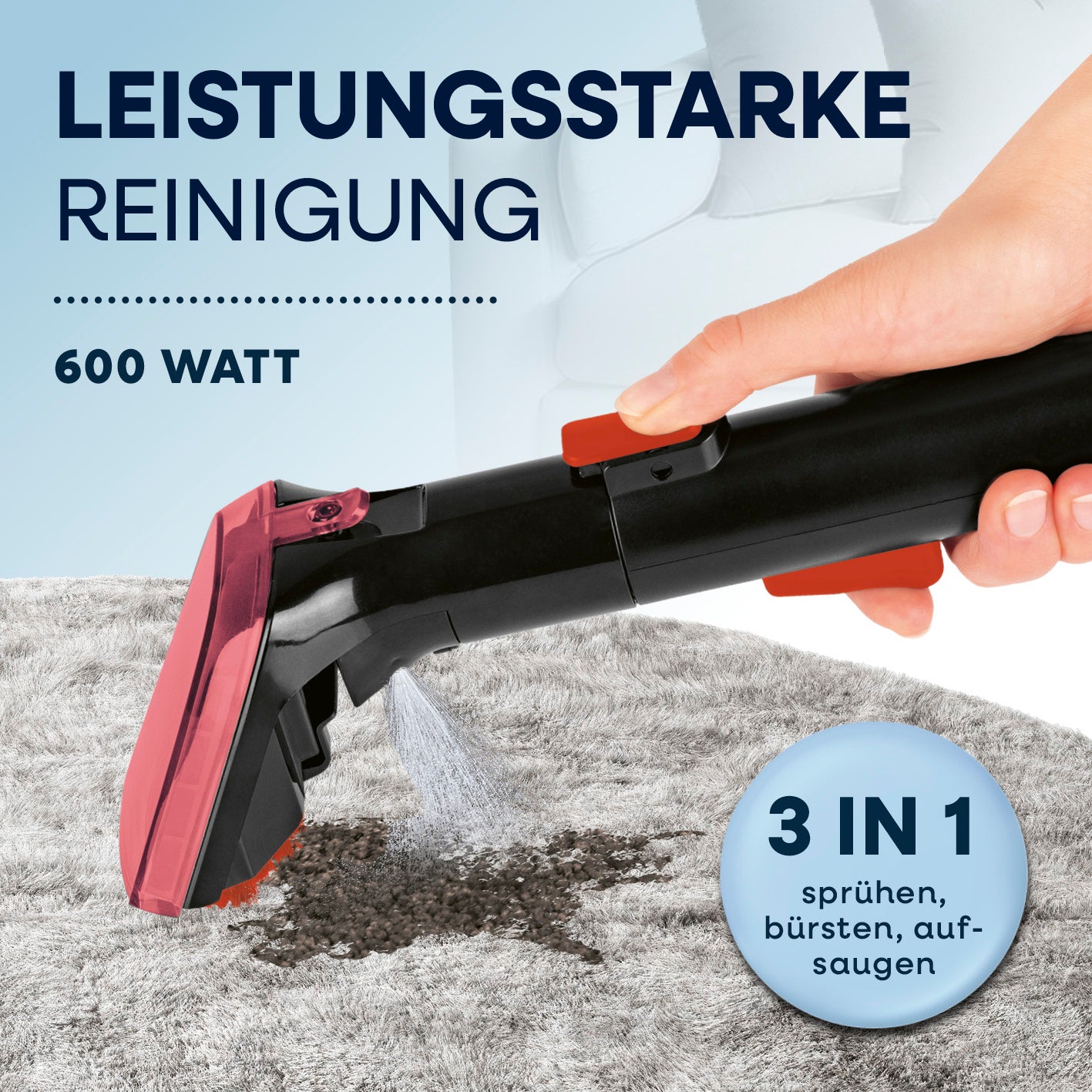 Polster- & Teppichreiniger Pro Power inkl. 1 l Teppich- & Polsterreiniger-Konzentrat - Grau/Rot