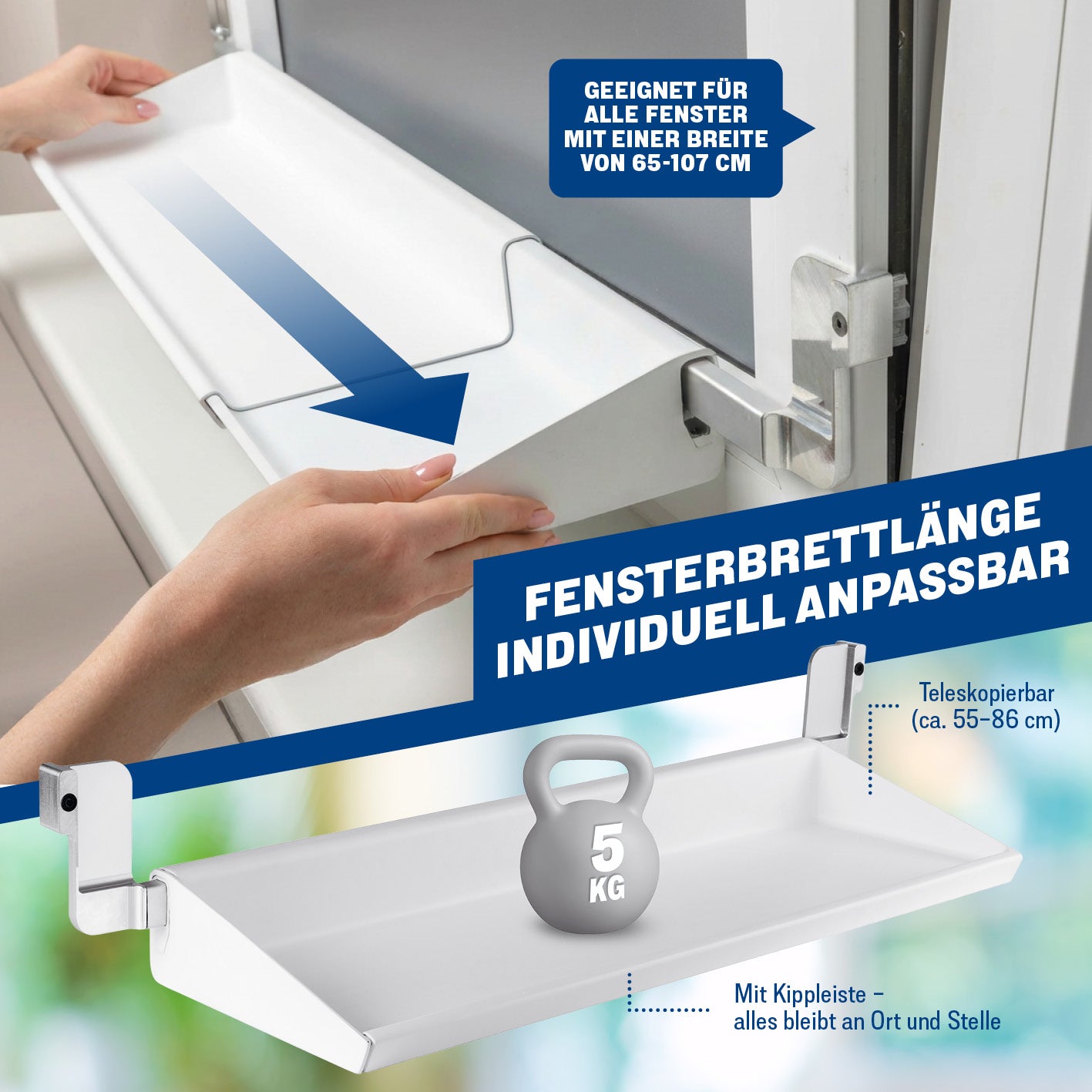 Flexible Fensterbank zum Lüften ohne Abräumen