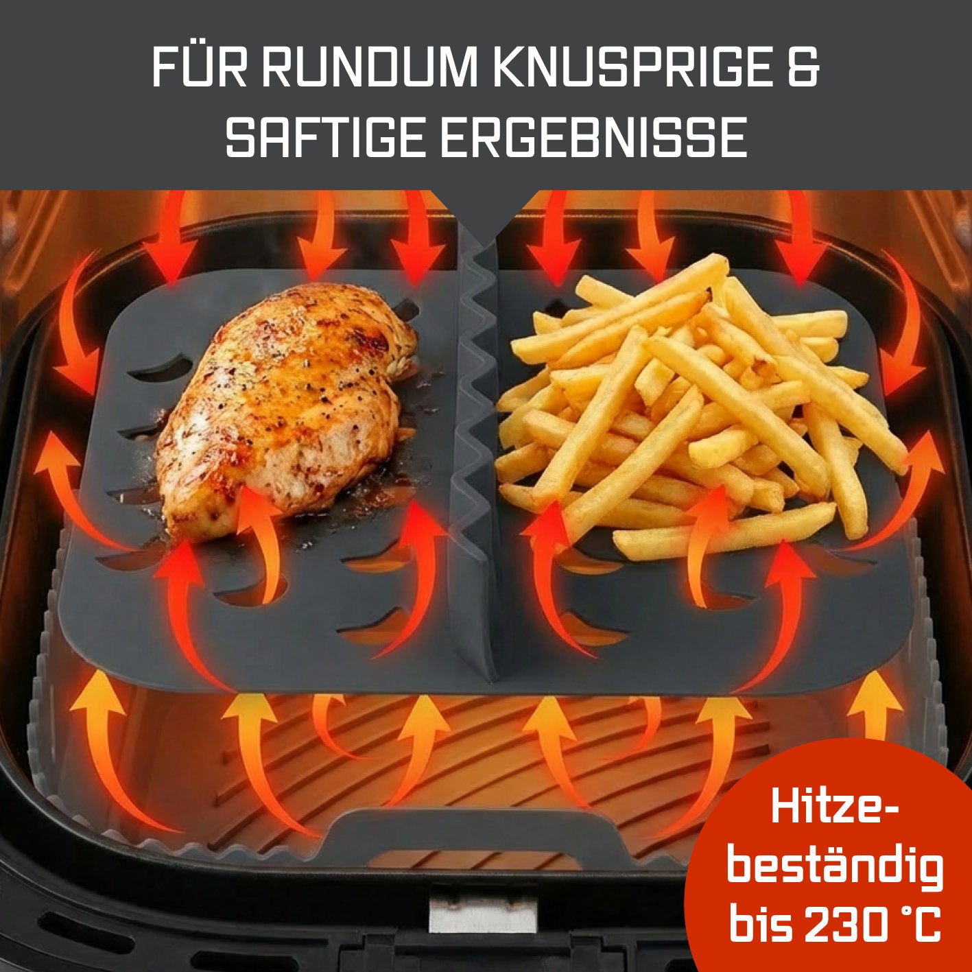 Silikonbackform für Heißluftfritteusen - ca. 21,2 x 21,2 x 8 cm