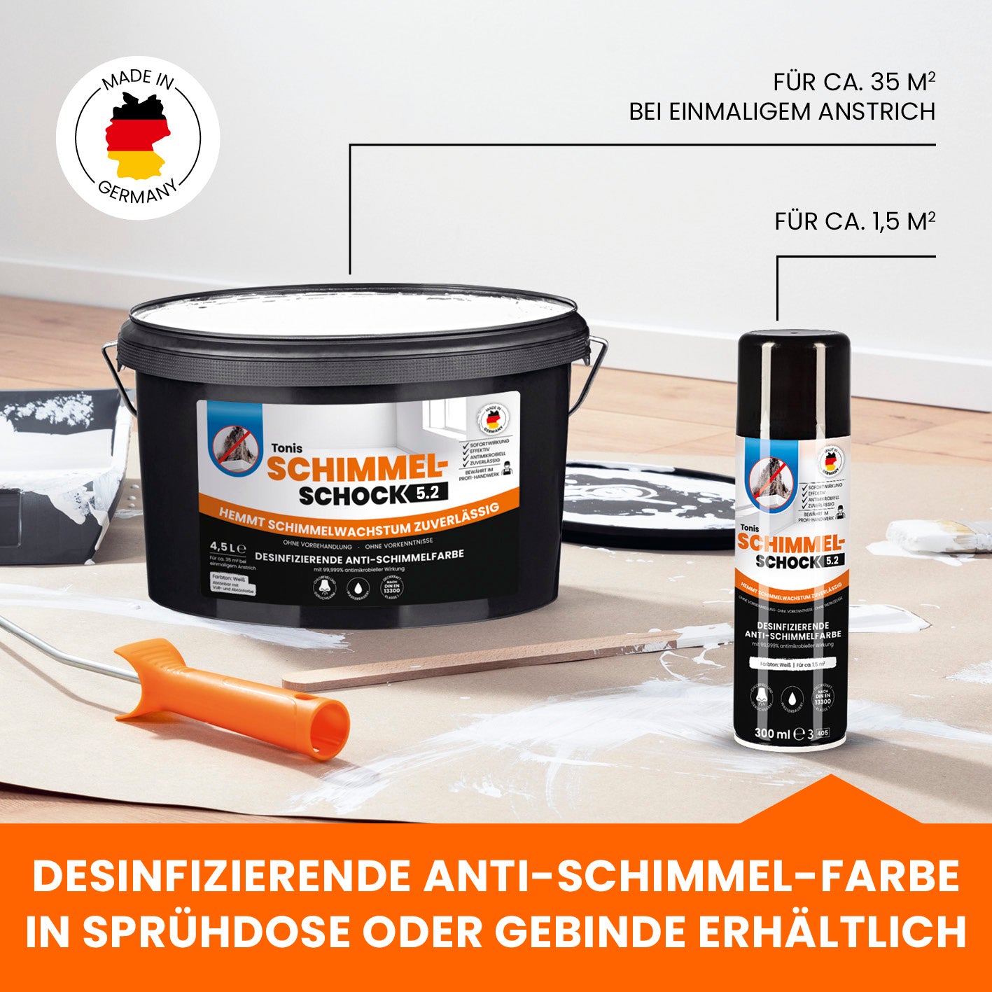 Tonis SCHIMMELSCHOCK 5.2 Anti-Schimmel-Farbe - Weiß - 2er-Set