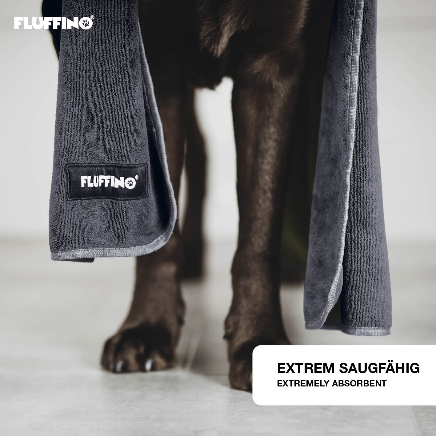 Hundehandtuch Mikrofaser – 4er-Pack (90 x 50 cm + 120 x 70 cm) – Dunkelgrau & Grau