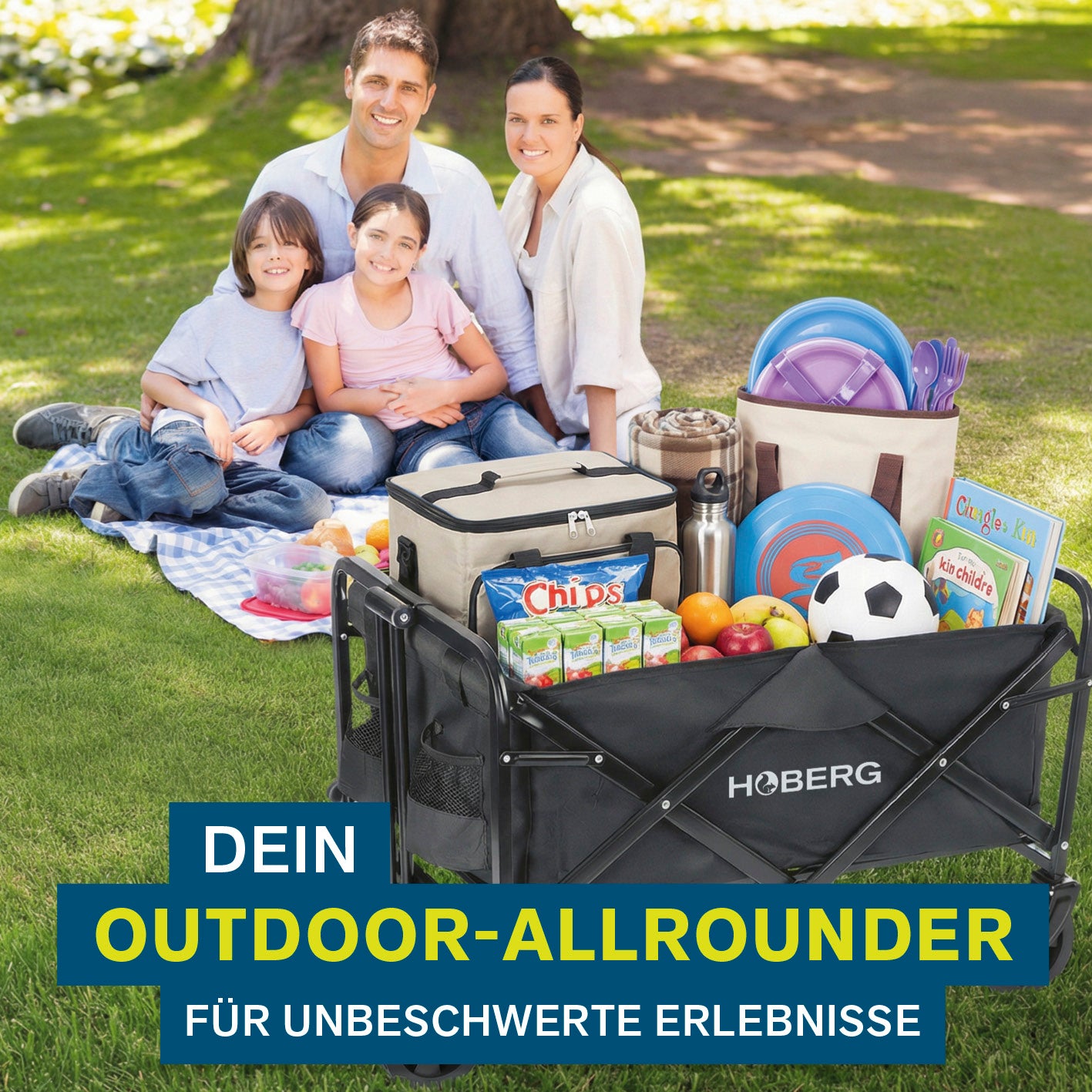 Klapp-Bollerwagen mit Bremsen - max. 80 kg schwarz, gefaltet, quadratisch, Galerieposition 8, 1417x1417 px