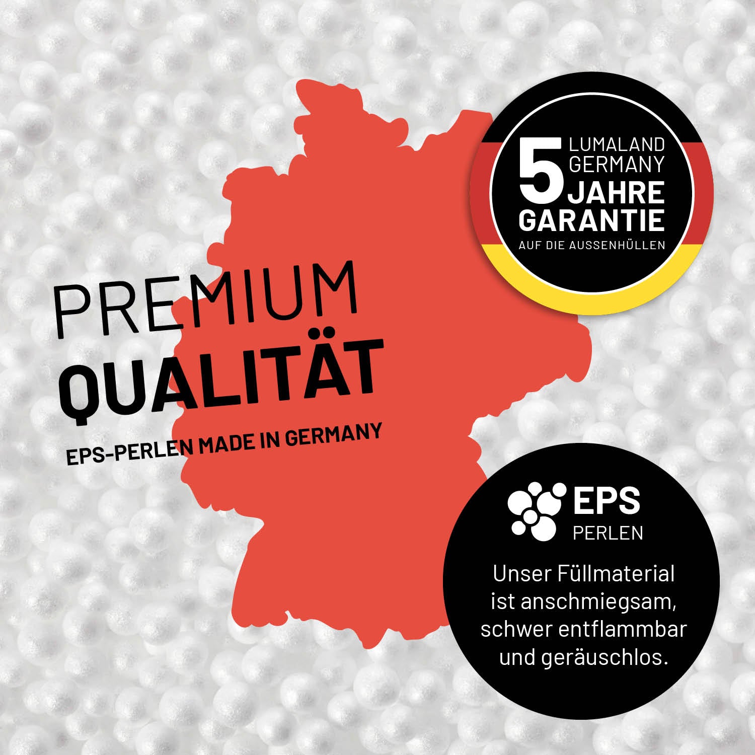 Flexi Comfort Sitzsack (380 L) in Hellgrau mit Premium EPS-Perlenfüllung, Made in Germany, 5 Jahre Garantie auf Außenhüllen.