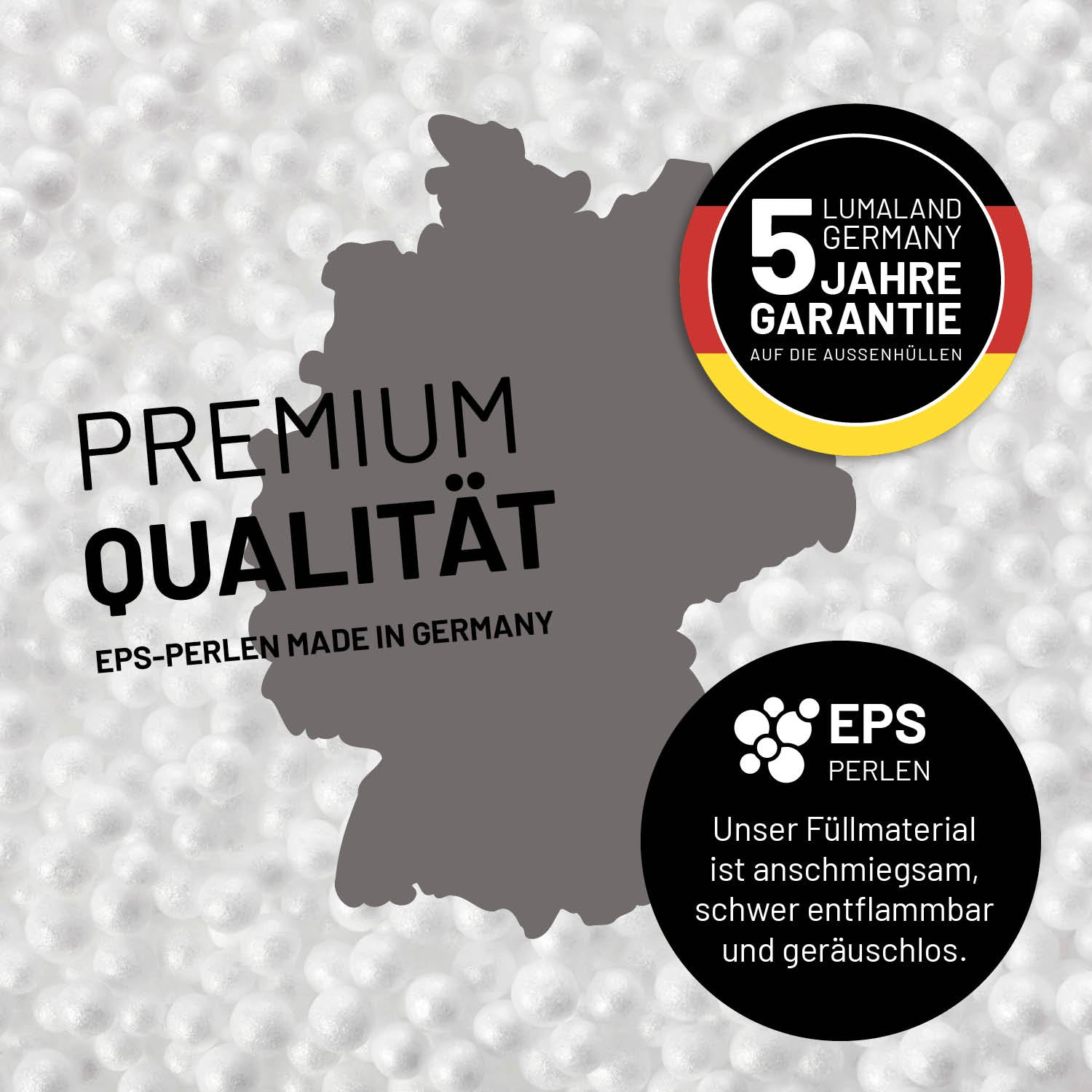 Flexi Comfort Sitzsack (380 L) - indoor - Dunkelgrau mit Premium EPS-Perlenfüllung, 5 Jahre Garantie, hergestellt in Deutschland.