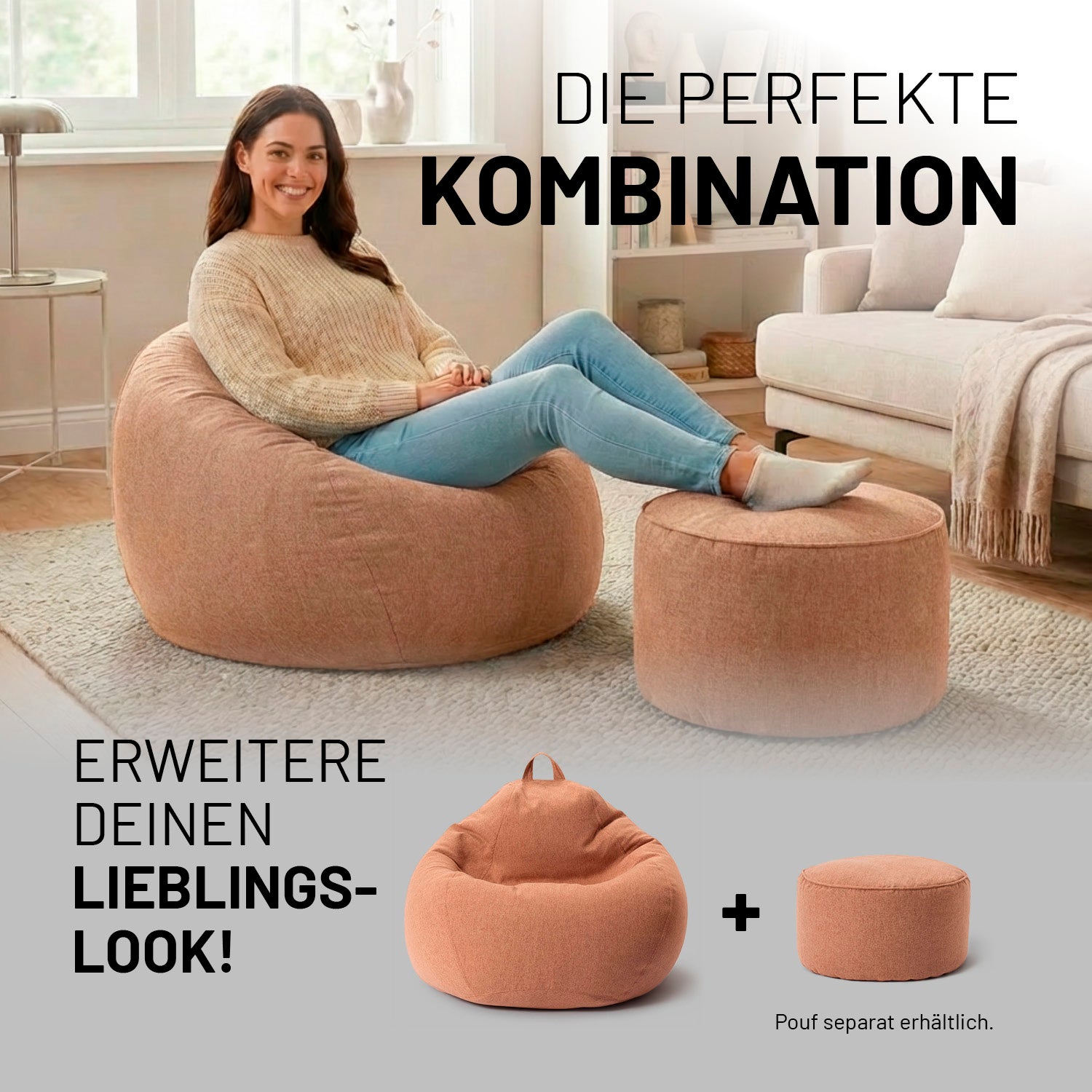 Comfort Line Sitzsack (185 L) - indoor - Braun mit softer Haptik und modernem Look für gemütliches Sitzgefühl im Wohnzimmer