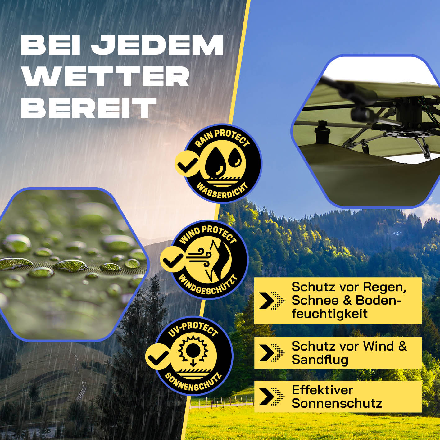 Pop Up Zelt - 3-Personen-Zelt mit Doppeltür, wasserdicht, windgeschützt, sonnengeschützt, ideal für Regen, Schnee und Camping.