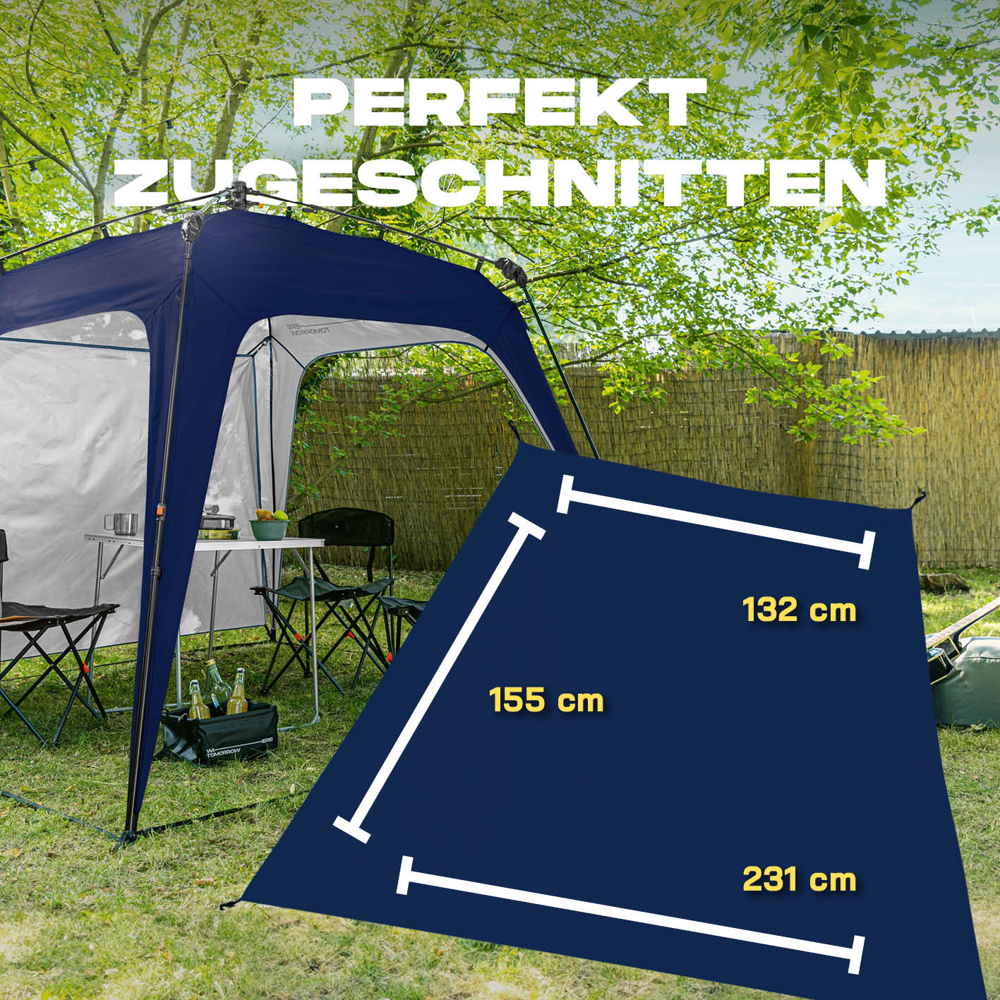 Pop Up Pavillon Gartenzelt - Seitenwand - Navy aus robustem 190T Polyester mit PU-Beschichtung, wind- und wetterfest, perfekt zugeschnitten.