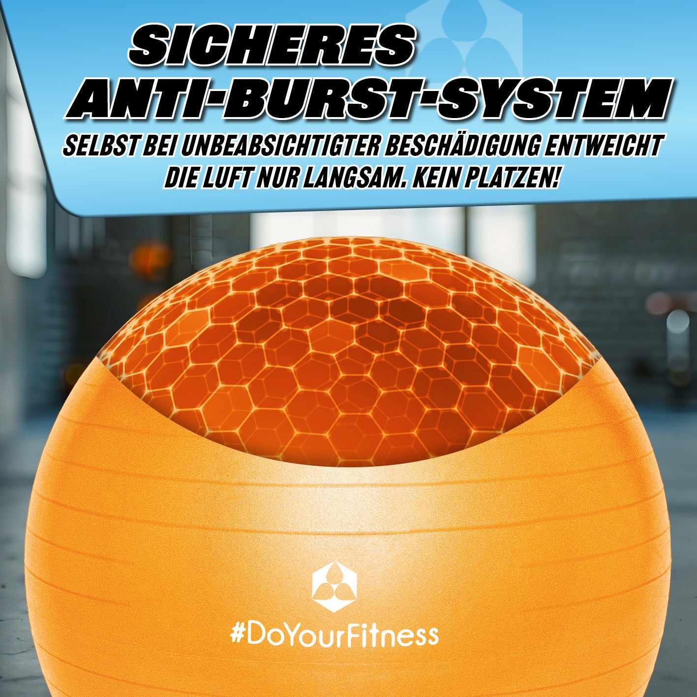Gymnastikball inkl. Ballpumpe - Fitness Sitzball - Orange - 85 cm mit sicherem Anti-Burst-System und langlebigem Material.