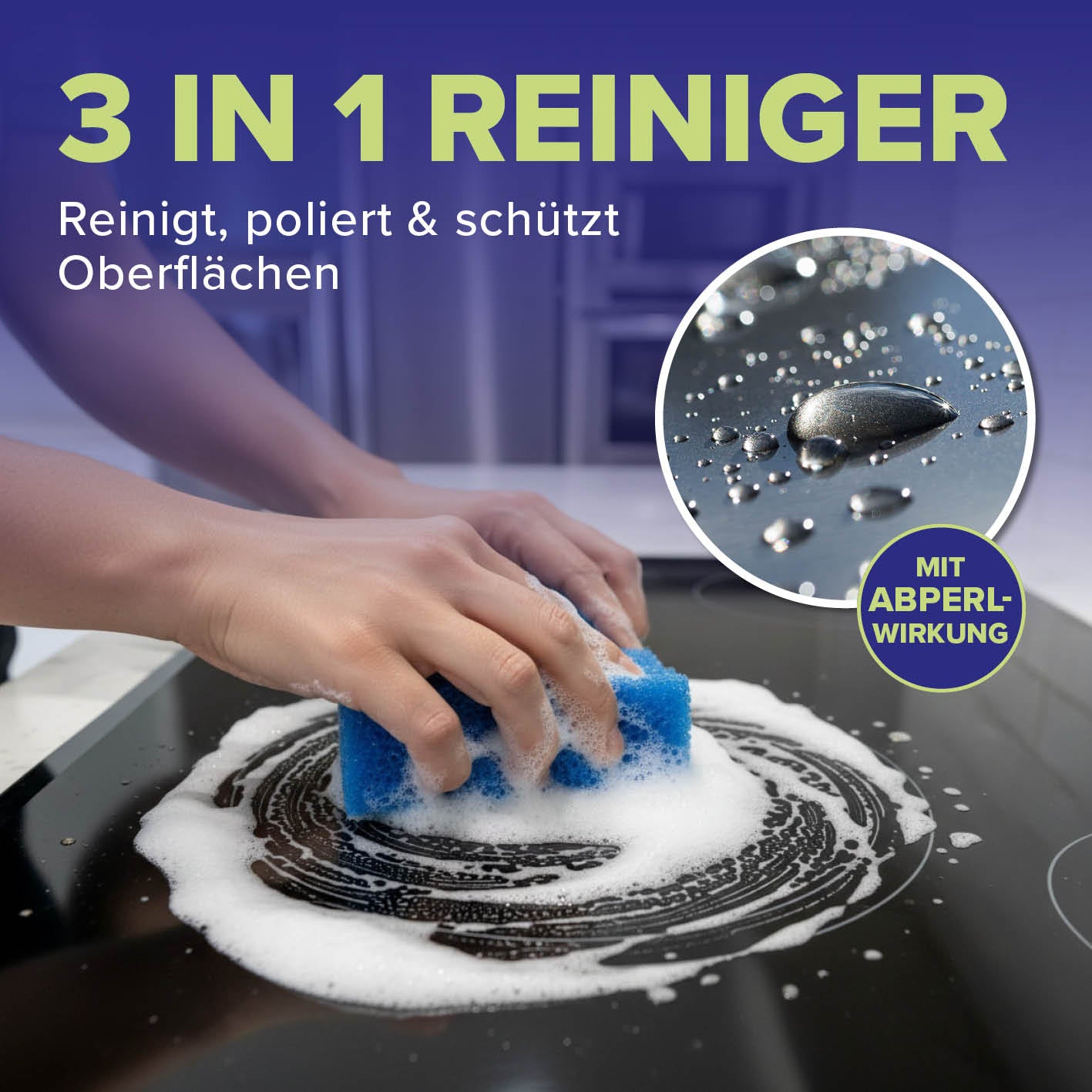 Putzstein - 2er-Set (2x 500 g) mit 3-in-1-Formel reinigt, poliert und schützt Oberflächen mit effektiver Abperlwirkung.