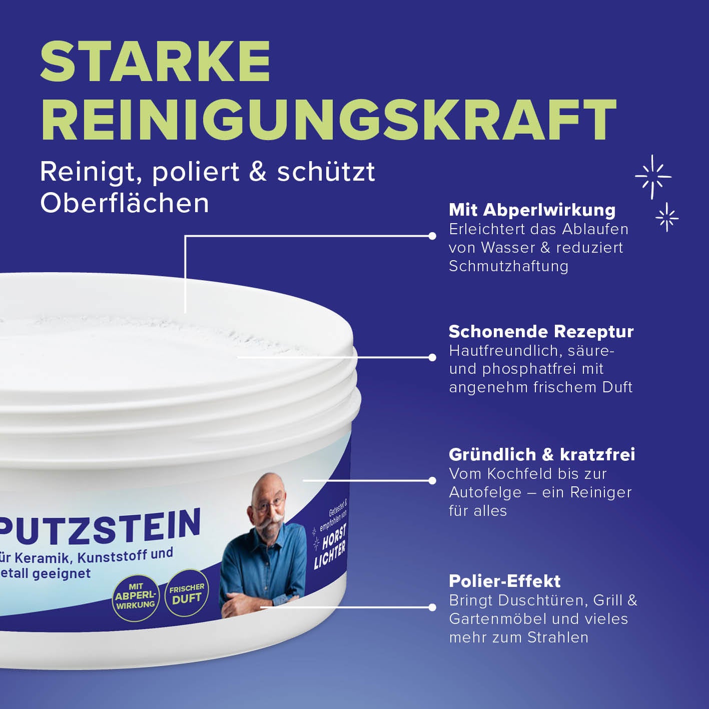 Putzstein - 2er-Set (2x 500 g) mit abperlender Wirkung, hautfreundlicher Rezeptur und polierendem Effekt für gründliche Reinigung und Schutz.