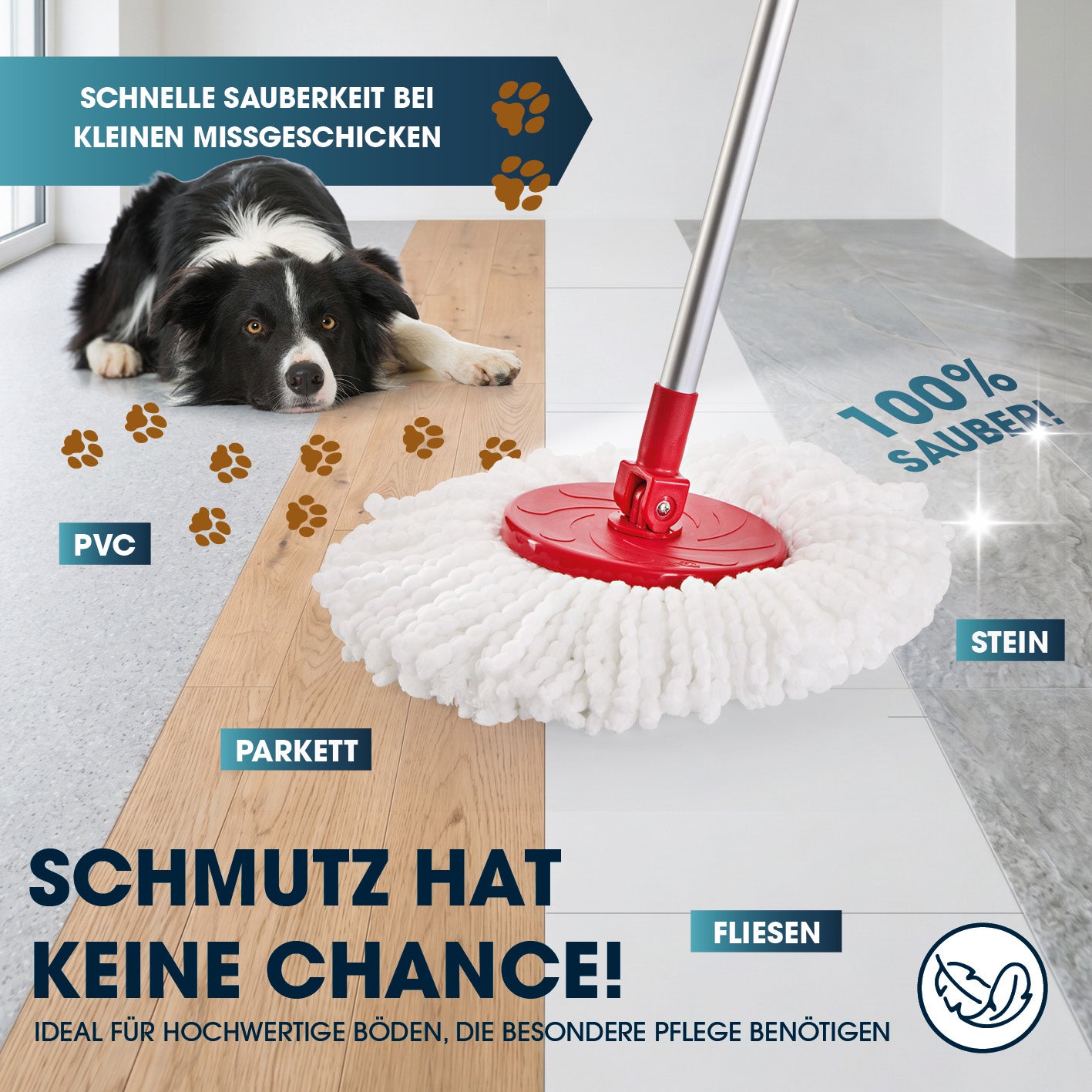 Power-Wischmopp - Zwei-Kammer-Filtersystem - rot/grau