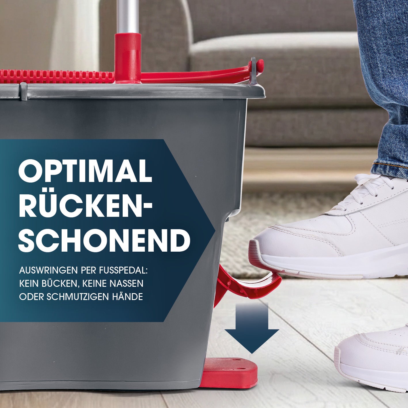 Power-Wischmopp - Zwei-Kammer-Filtersystem - rot/grau