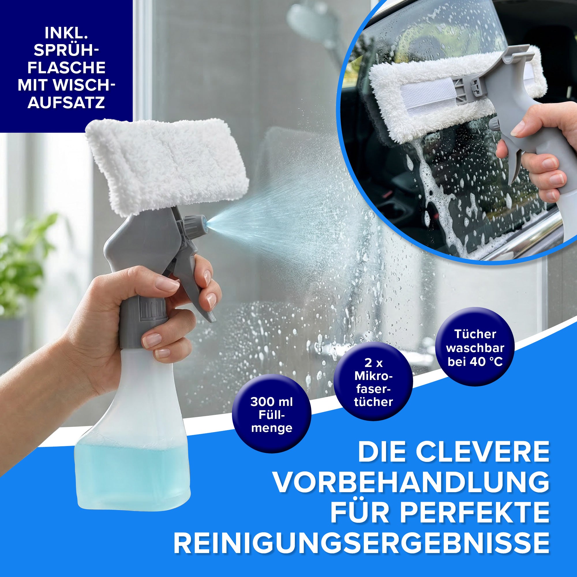 Akku-Fensterreiniger - Weiß-Schwarz