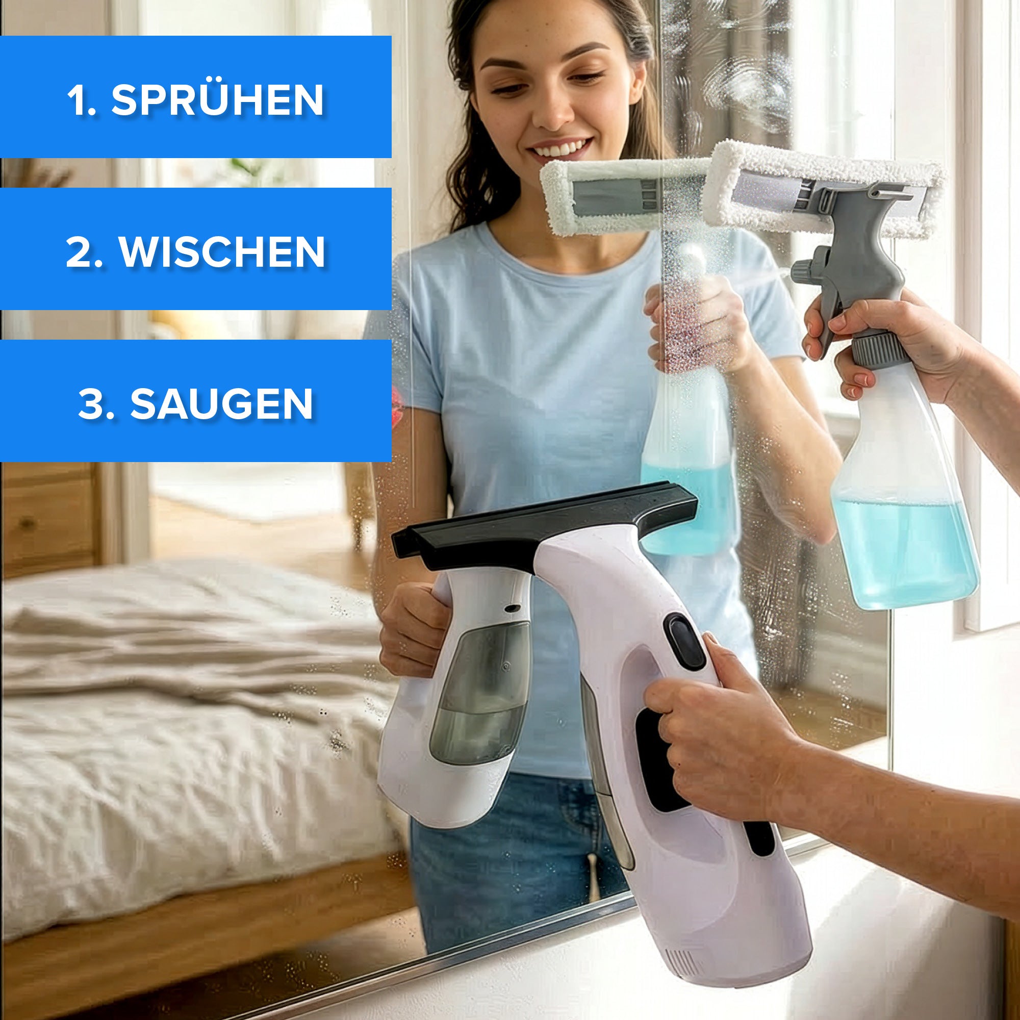 Akku-Fensterreiniger - Weiß-Schwarz