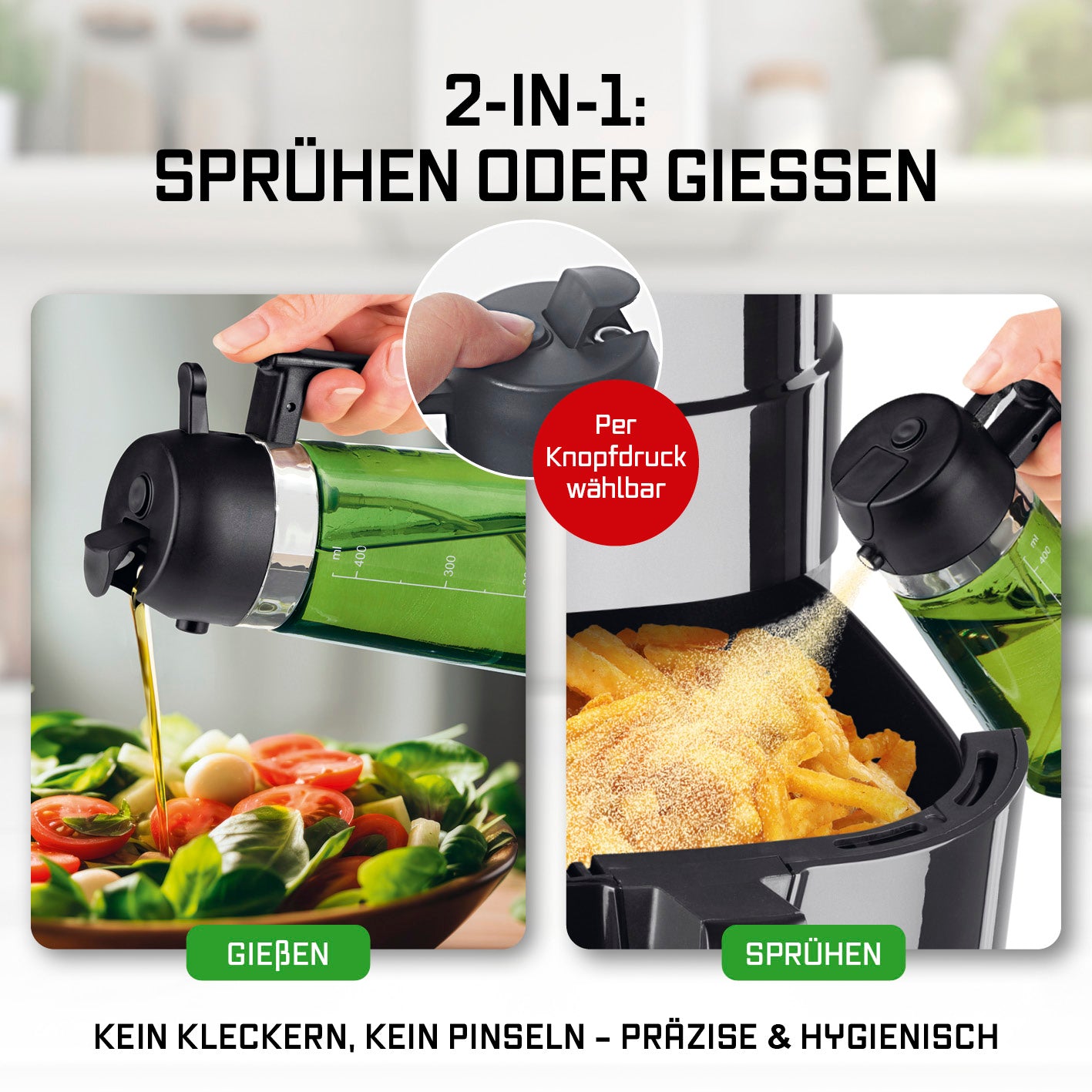 2-in-1 Ölsprüher & -spender - 2er-Set - 2 x 470 ml