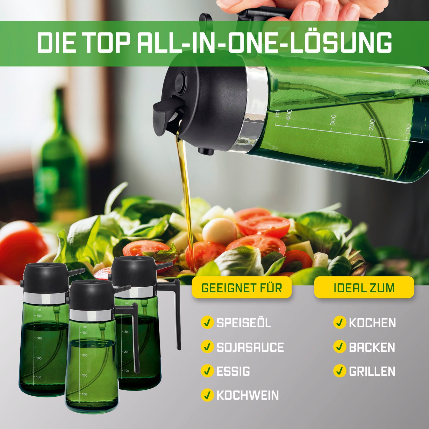 2-in-1 Ölsprüher & -spender - 2er-Set - 2 x 470 ml