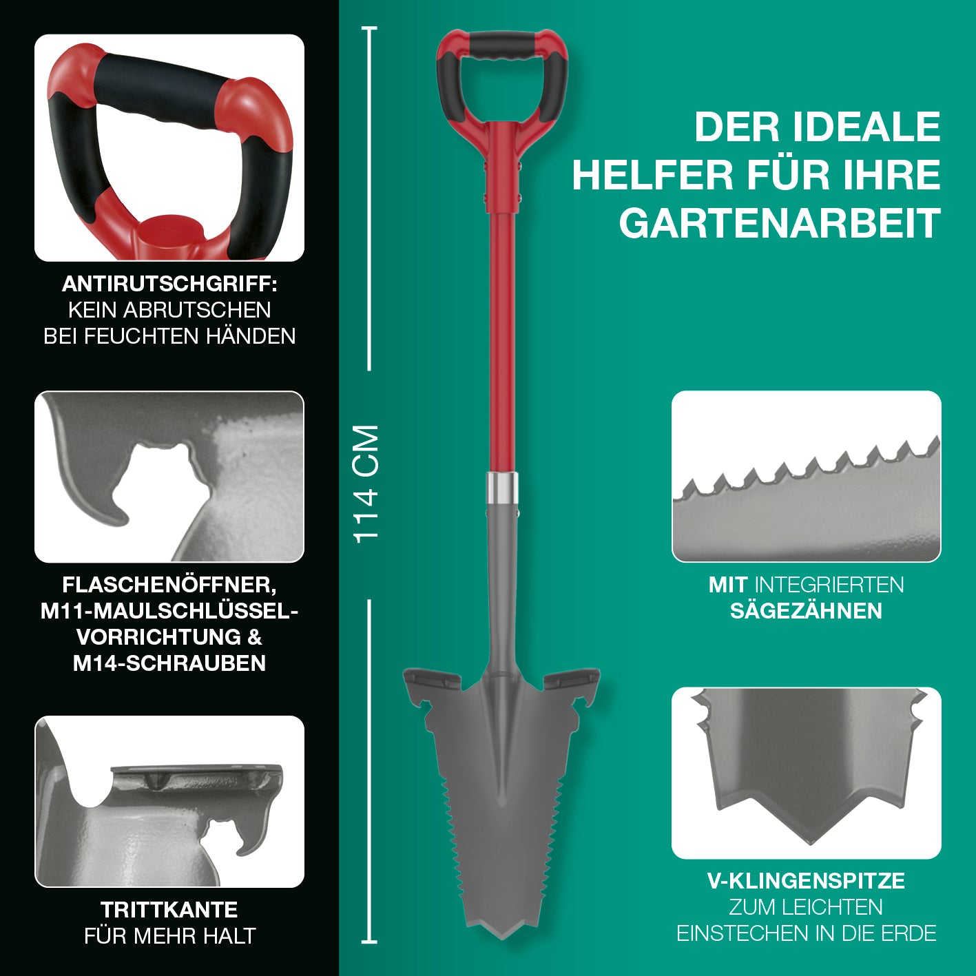 Gartenwerkzeug-Set mit Wurzelsägefunktion - 3-tlg.