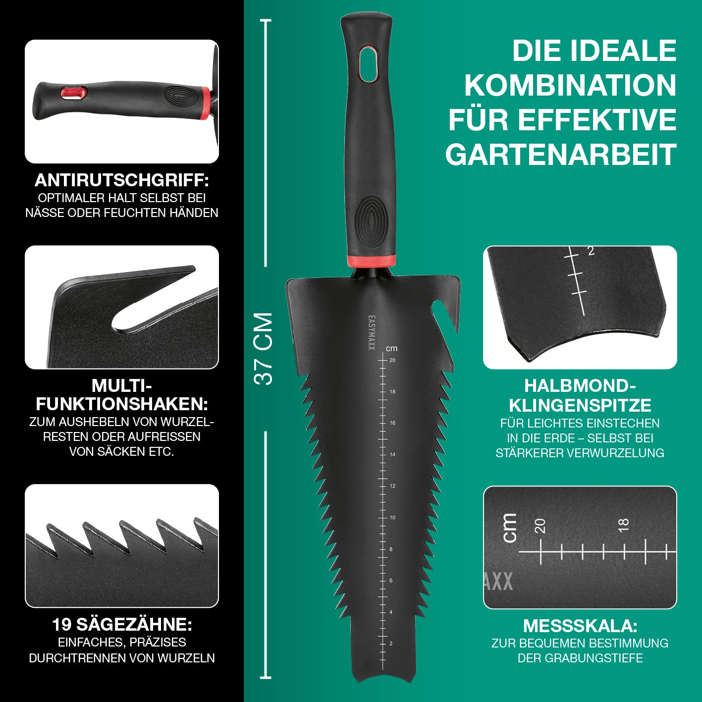 Gartenwerkzeug-Set mit Wurzelsägefunktion - 3-tlg.