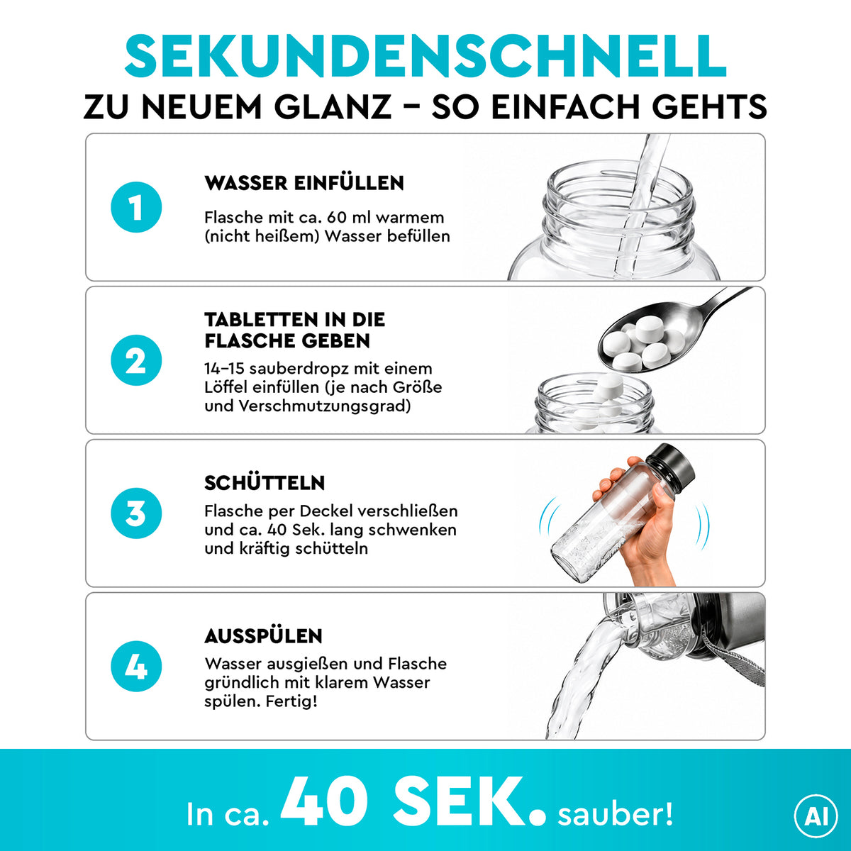 Reinigungstabletten mit sauberDROPZ-Effekt - 180 Tabs