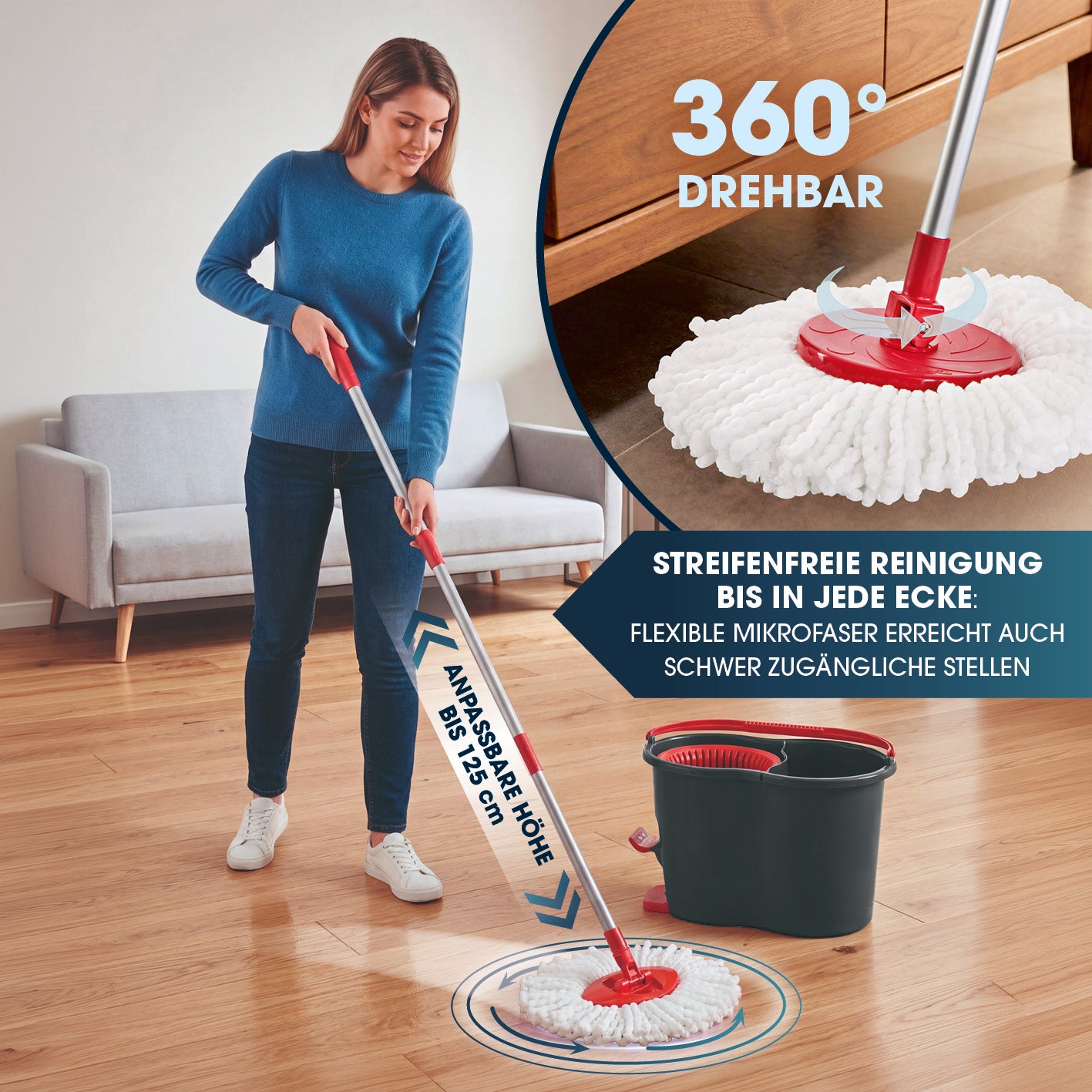 Power-Wischmopp + Aufsatz 2er-Set