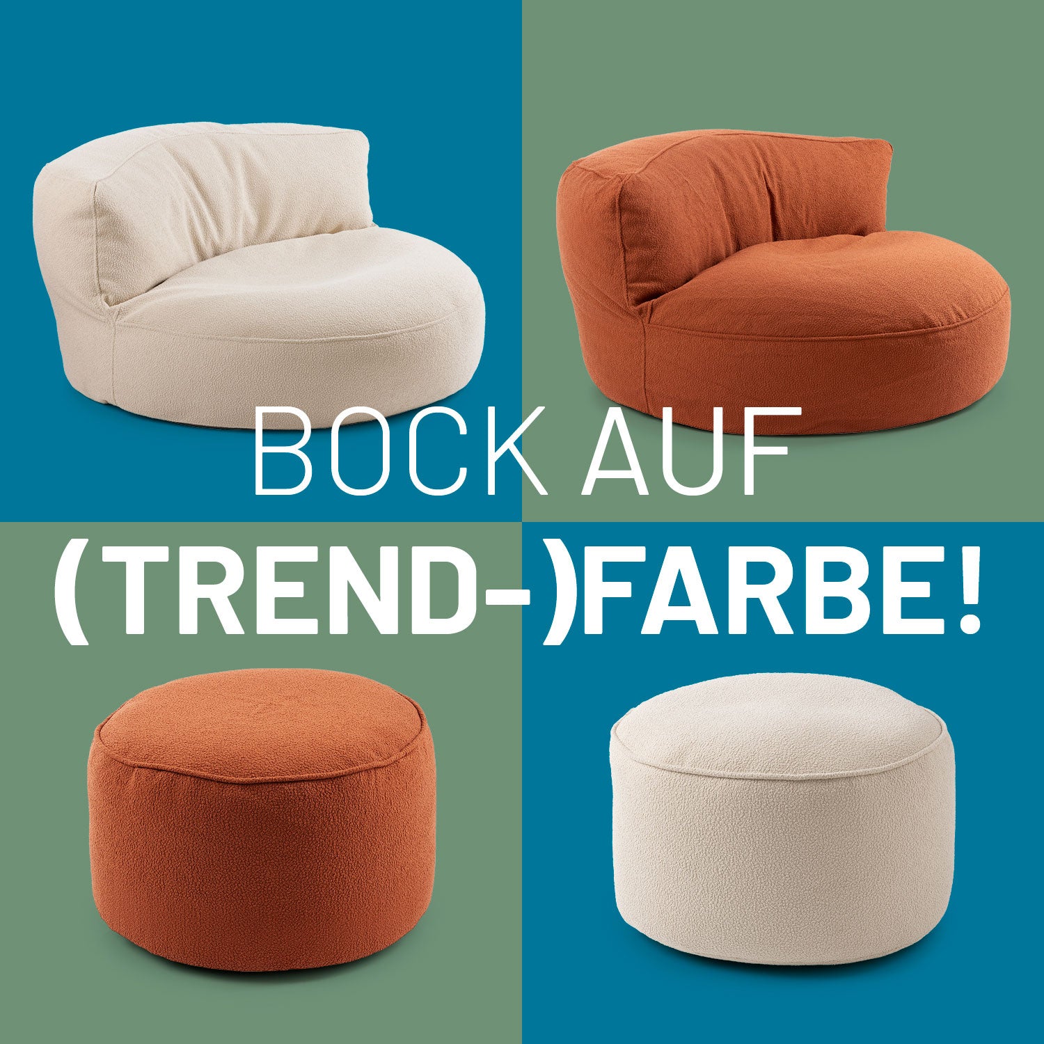 Sitzsack Lounge aus der LUMALAND Teddy-Reihe - Terracotta rundes, weiches Sitzsofa mit plüschigem Bezug und robustem Boden.