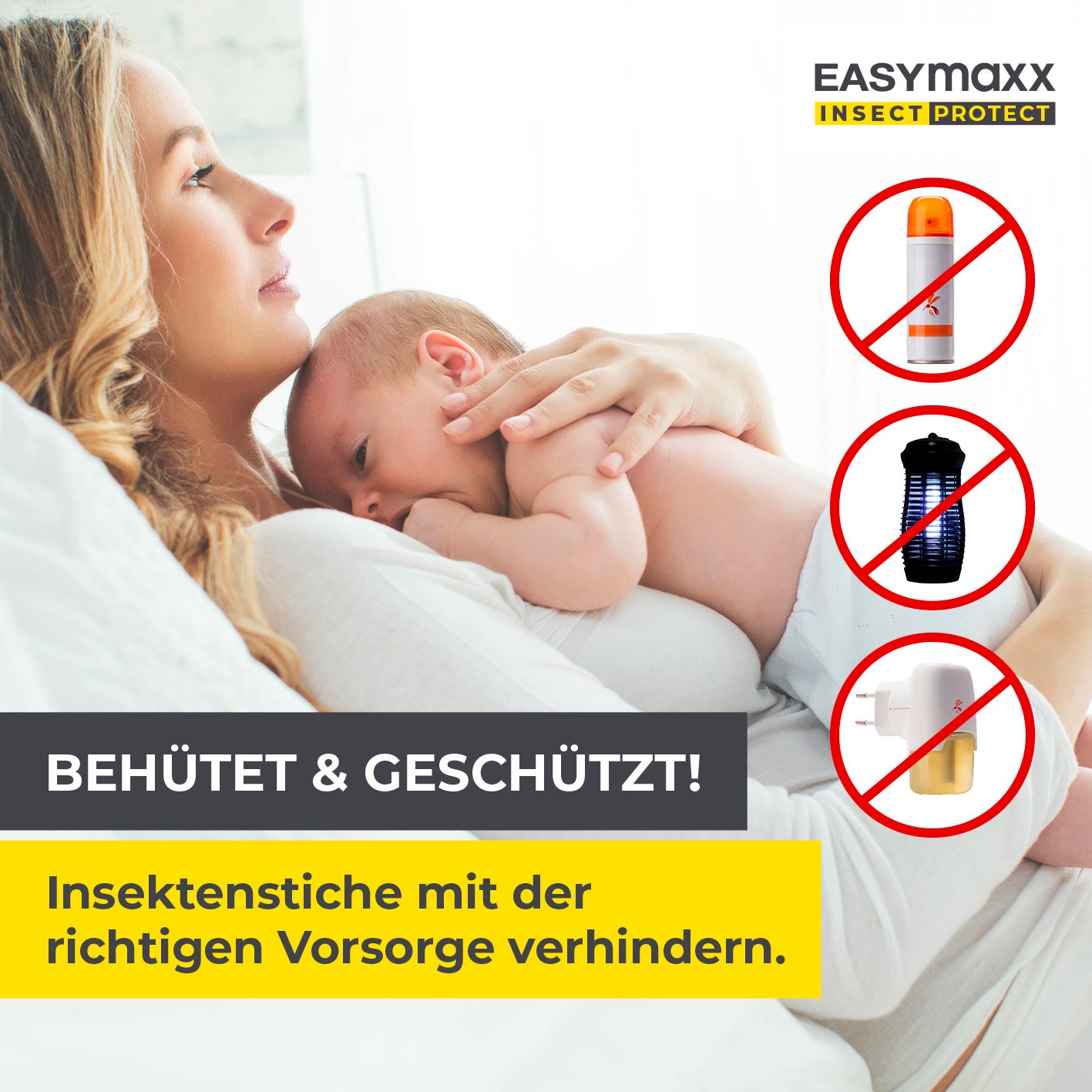 Teleskop-Insektenschutzgitter mit integriertem Netz - weiß schützt Familie wirksam vor Insektenstichen ohne chemische Mittel und elektrische Fallen.