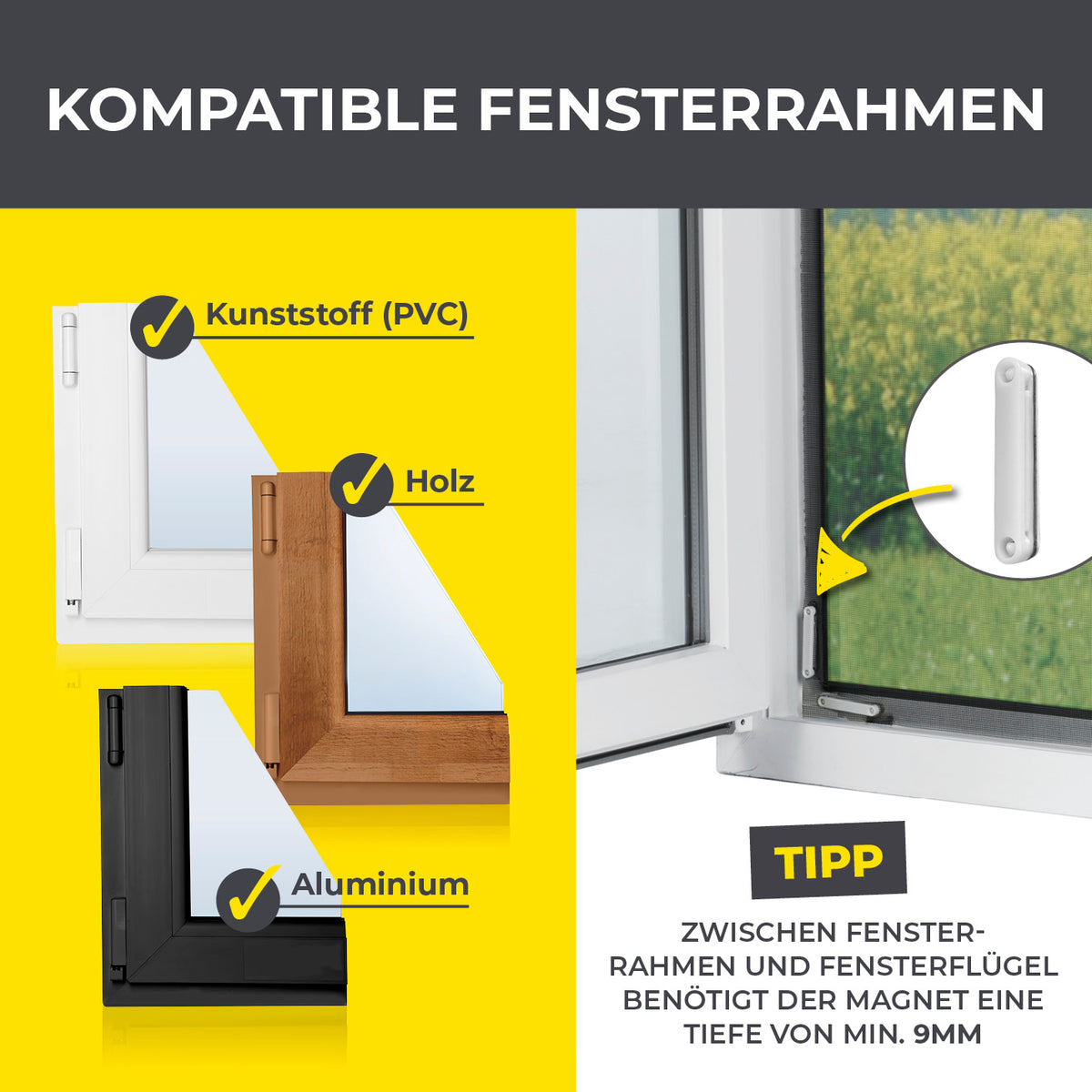 Insektenschutzgitter mit Magnetbefestigung - bis 150 x 130 cm
