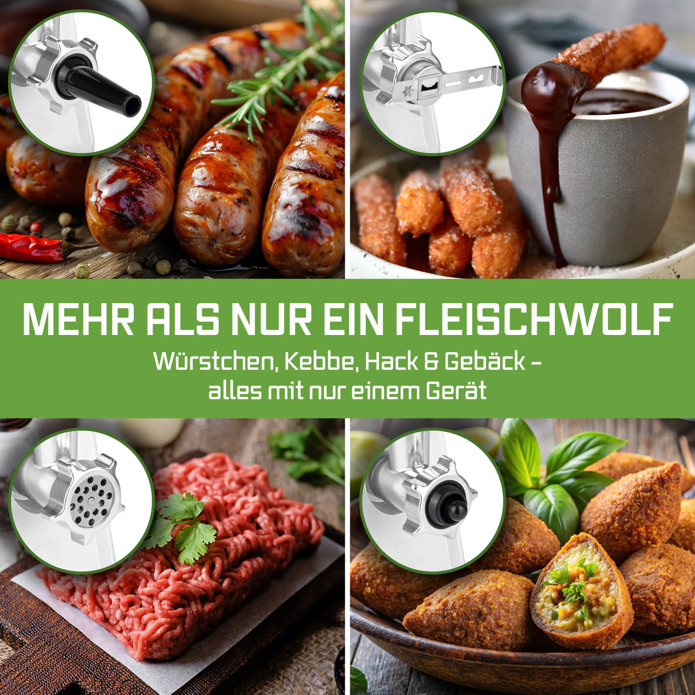 Fleischwolf 4in1 - silber/schwarz