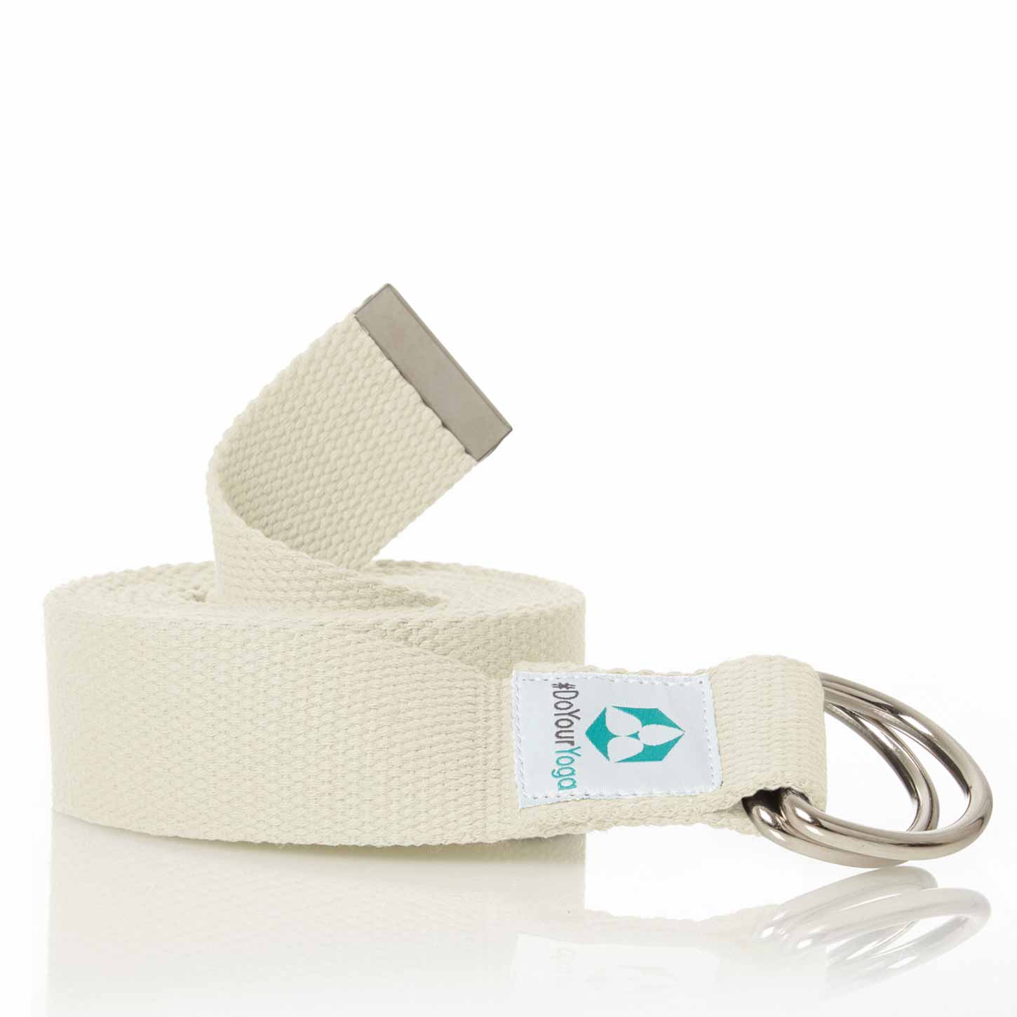 Yogagurt Madira - 100% Baumwolle - 250 x 3,8 cm - Beige, Unterstützung bei flexiblen und anspruchsvollen Yoga-Positionen.