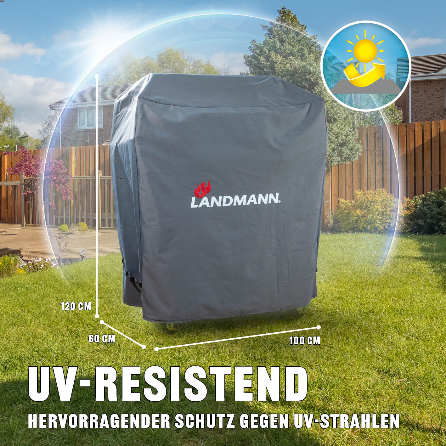 Premium Wetterschutzhaube - 60 x 96 x 120 cm, UV-beständig, wasserdicht und kältebeständig bis -20 °C für optimalen Schutz.