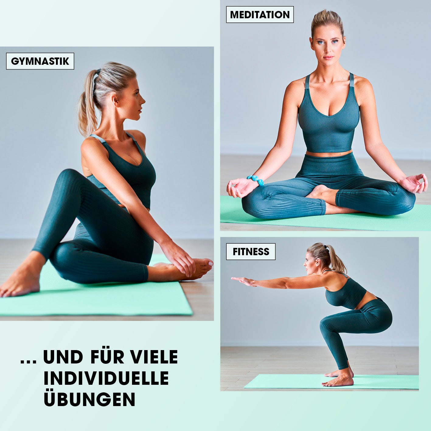 Fitness- und Gymnastikmatte - 183 x 61 x 1 cm - Türkis, rutschfest und robust für Gymnastik, Meditation und Fitnessübungen.