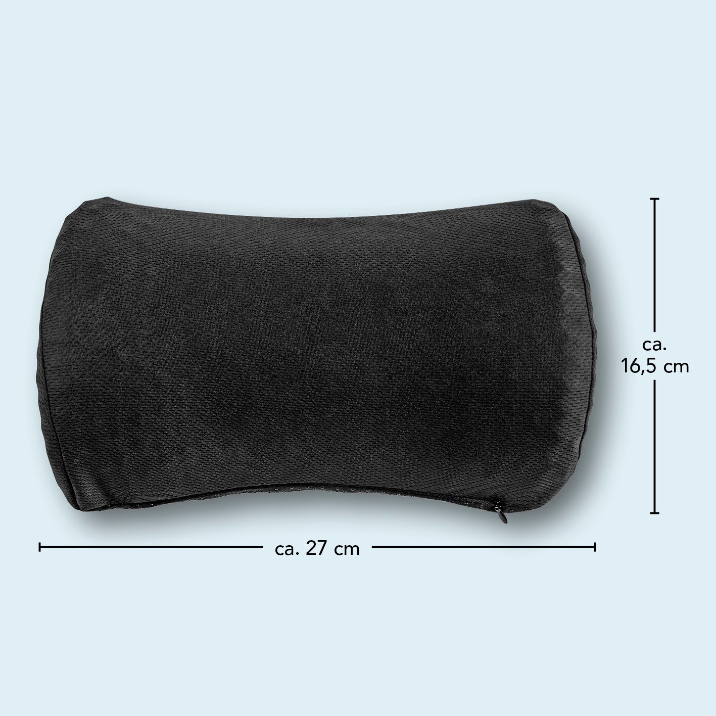 Entspannungskissen mit Wabenstruktur 27x8,5 cm in schwarz aus weichem Gel, atmungsaktiv und nackenstützend für mehr Komfort.