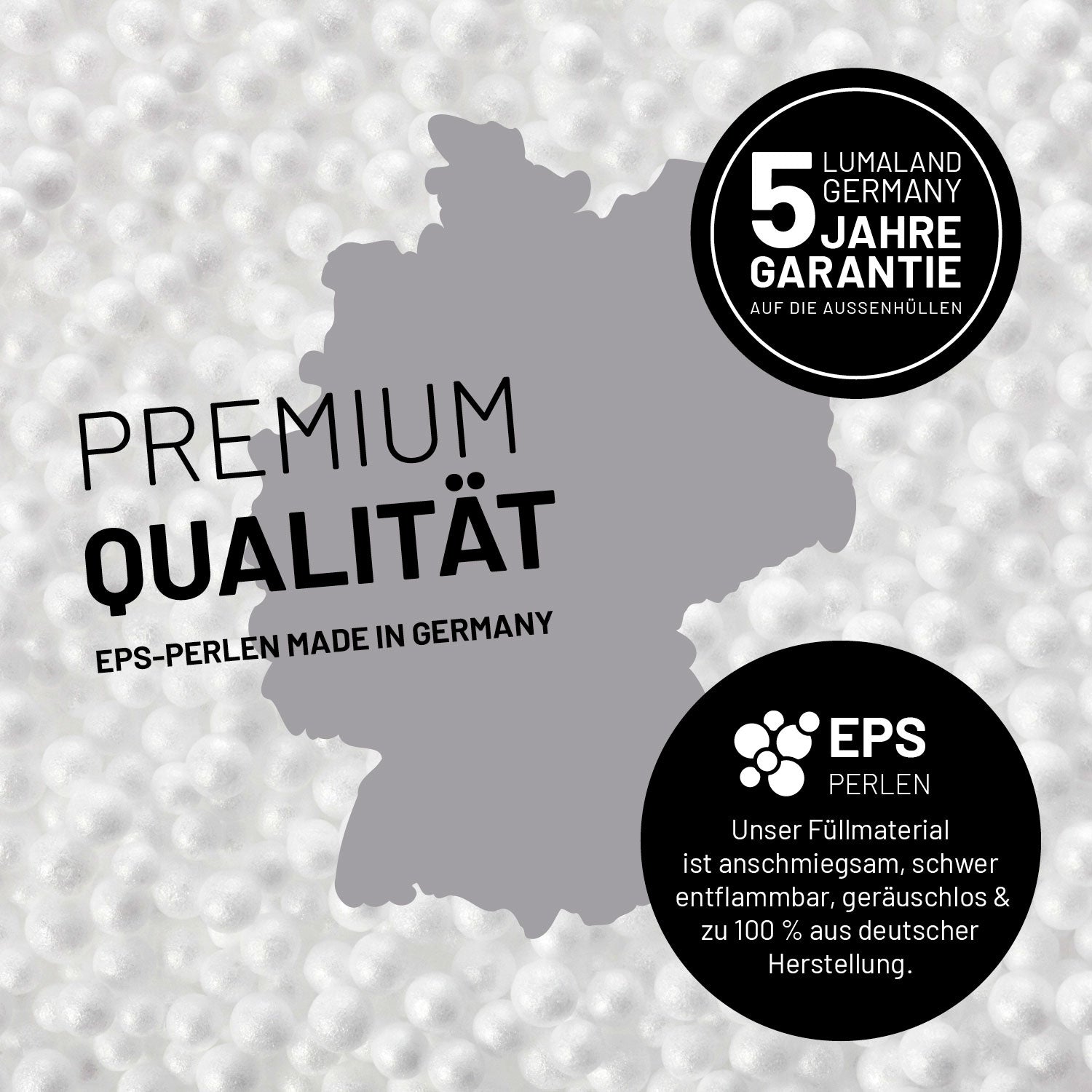 Sitzsack Pouf aus der Cord-Reihe - Beige mit Premium EPS-Perlenfüllung, 5 Jahre Garantie und deutscher Herstellung.