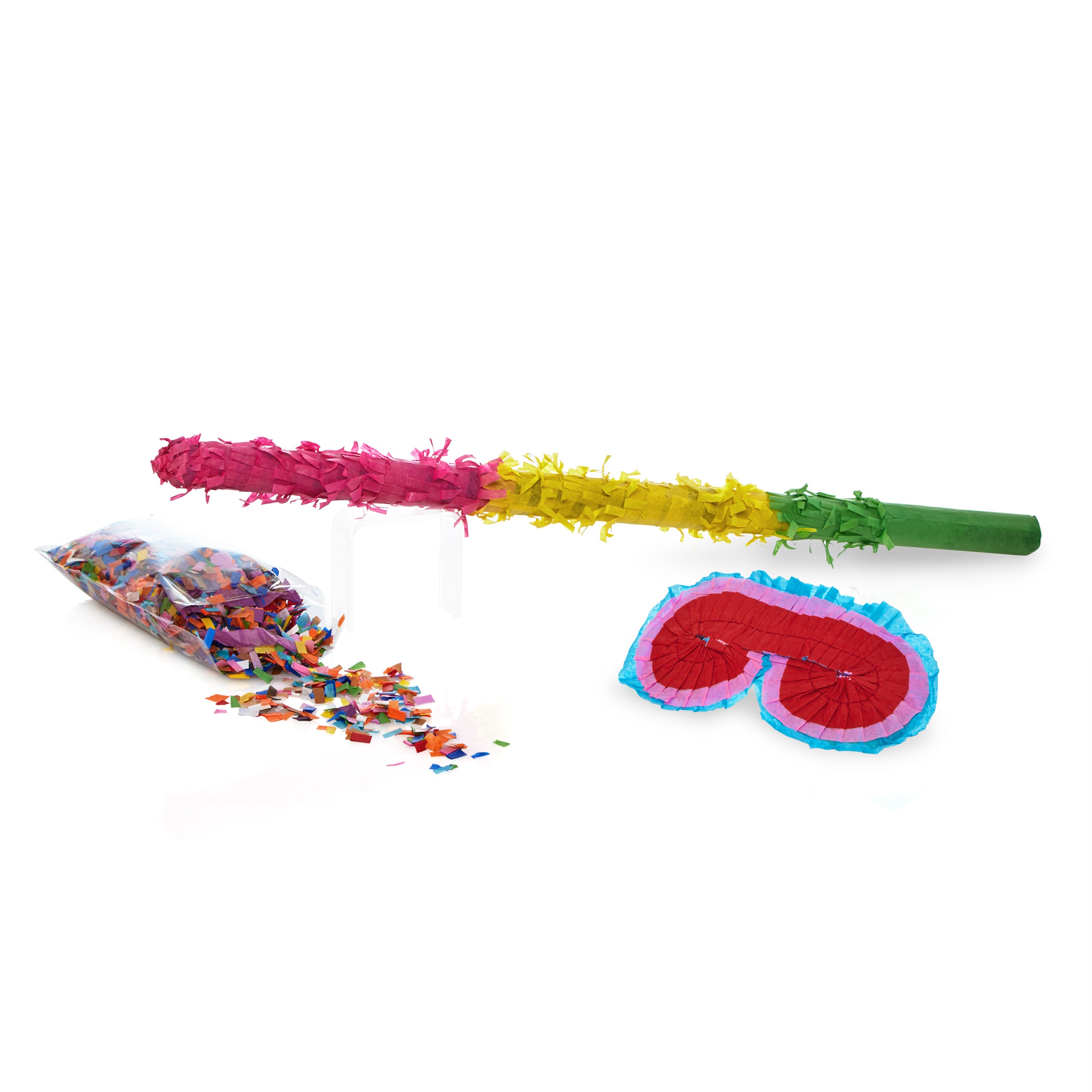 Pinata Set zum Befüllen inkl. Schläger & Augenbinde "Beat The Virus" mit Konfetti und buntem Schlagstock von Lumaland.