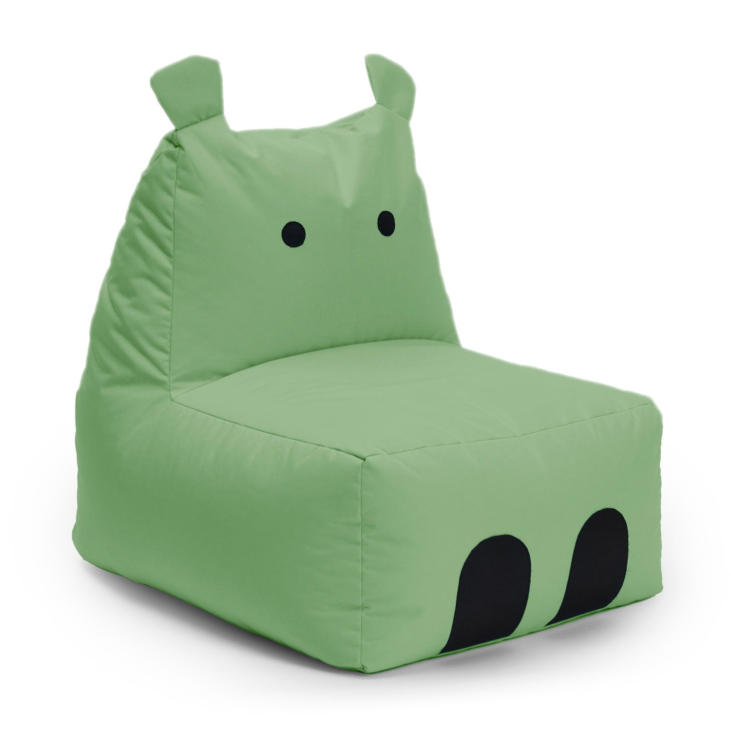 Kindersitzsack Animal Line Hippo (200 L) in Pastell Grün, wasserabweisend, kuschelig, robust, für drinnen und draußen.