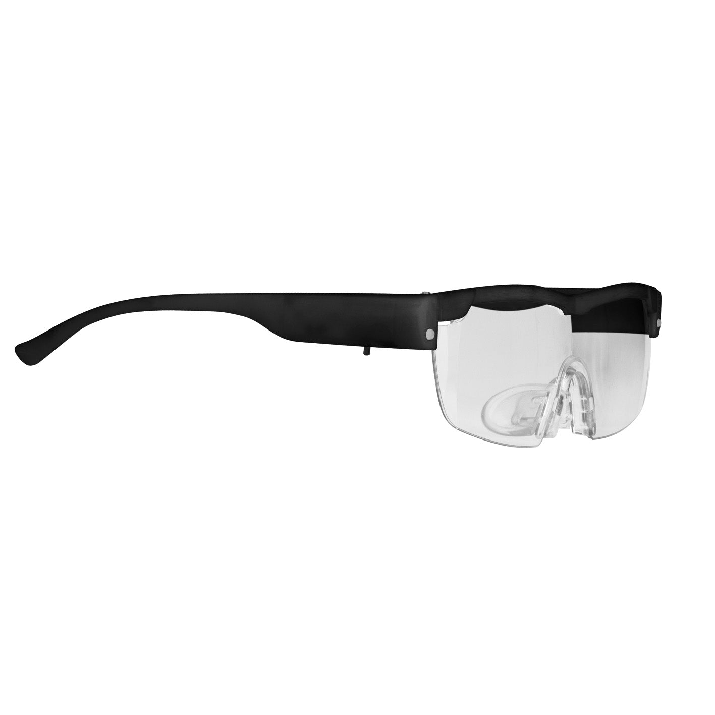 Vergrößerungsbrille LED - schwarz mit klarem Design, ca. 160 % Vergrößerung, leicht und komfortabel, kann über normalen Brillen getragen werden.