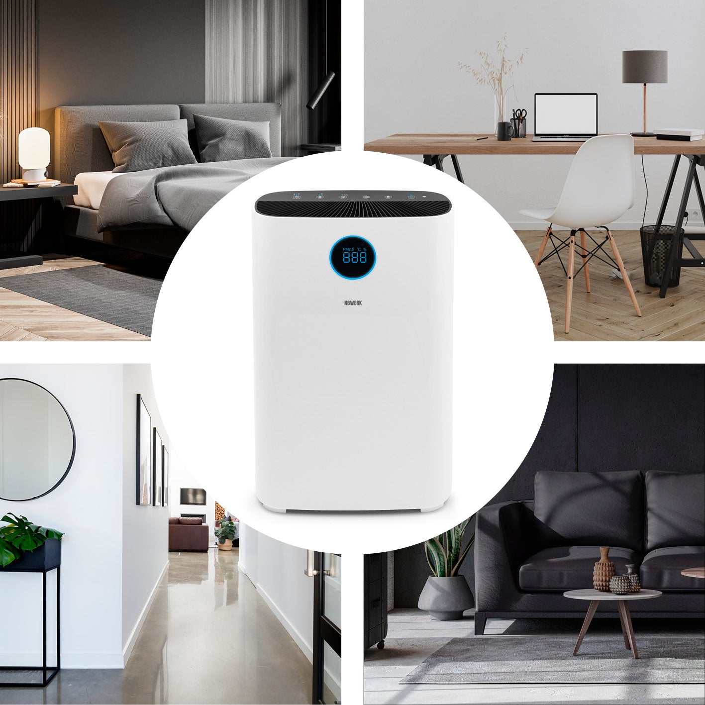 Luftreiniger M - HEPA H14 mit 6-fach-Filtersystem, PM2,5 Anzeige, 6 Lüftermodi und Wifi-Steuerung für saubere Luft zu Hause.