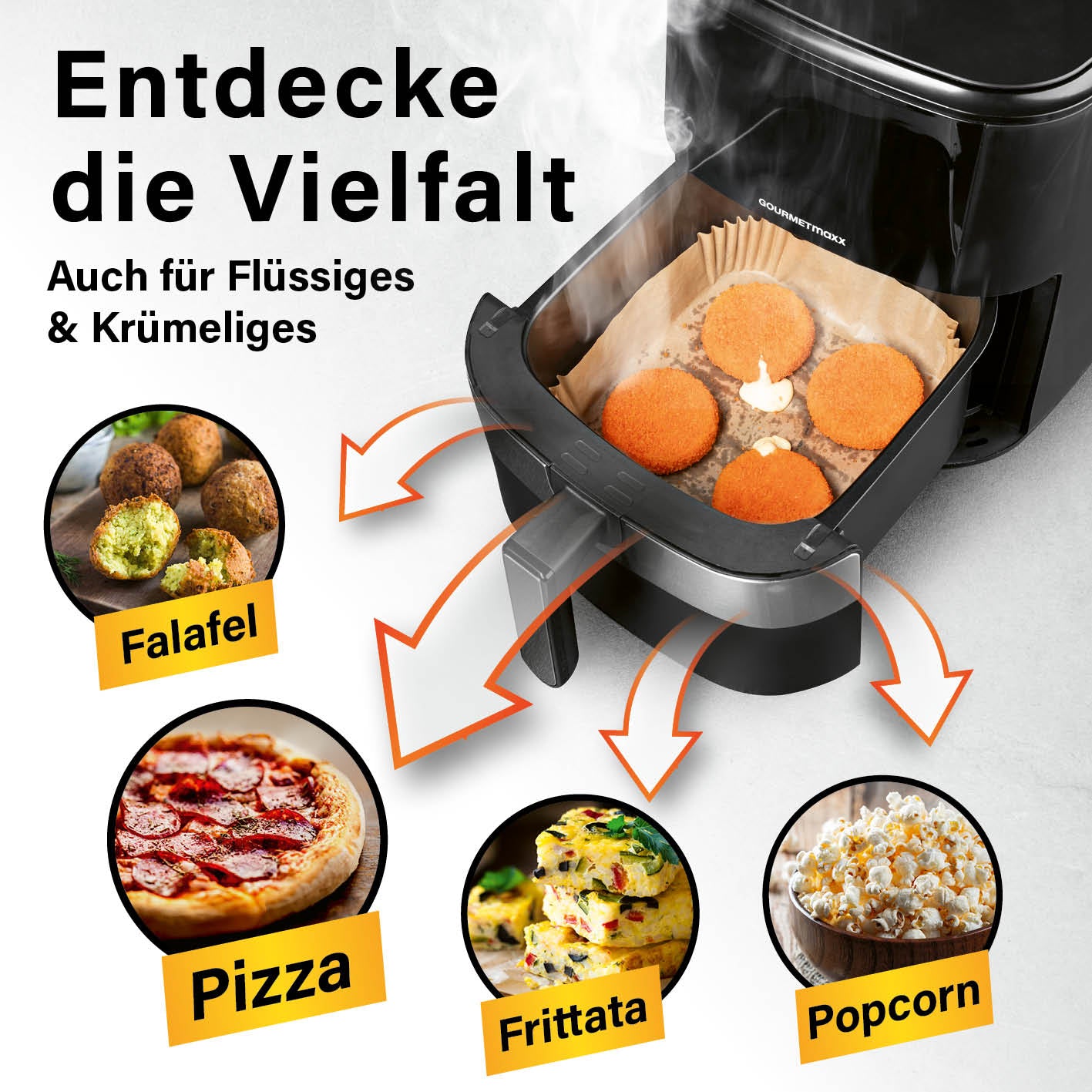 Backpapierschalen für Heißluftfritteusen (2–5 l) 50 Stück, hitzebeständig, antihaftbeschichtet, robust und fettabweisend für sauberes Kochen.