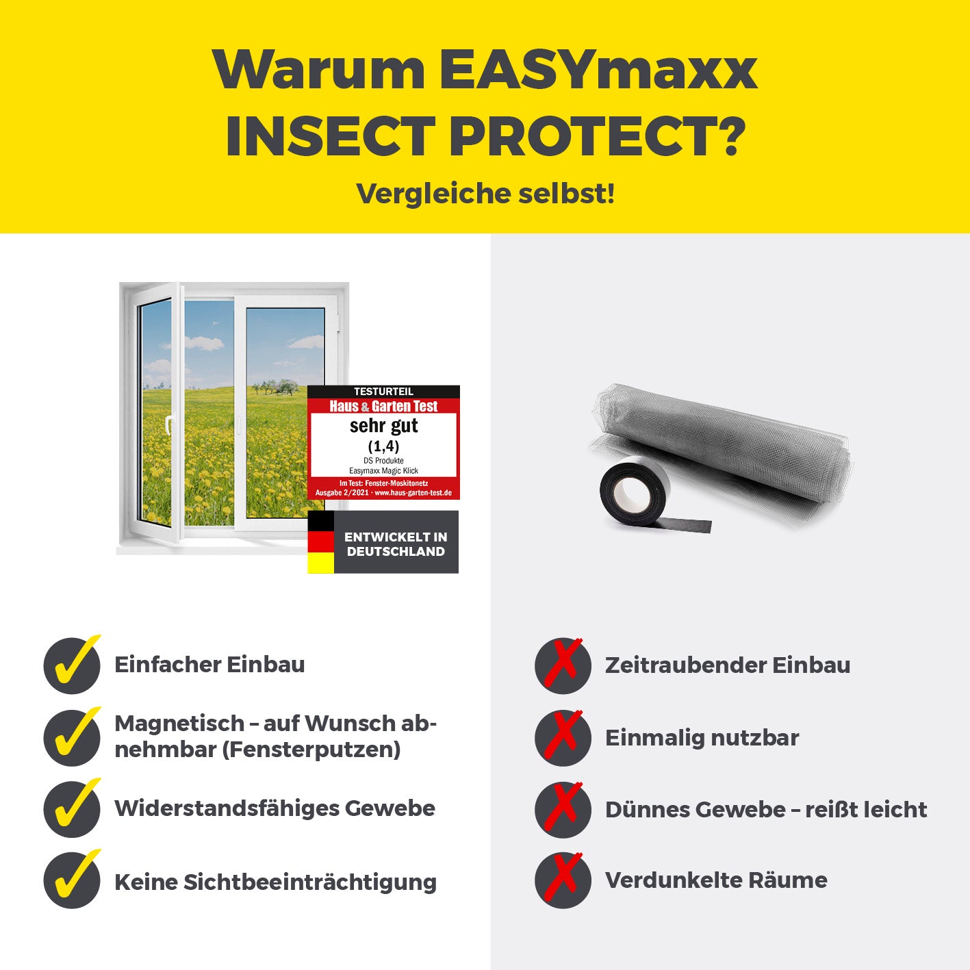 Magnet-Set für EASYmaxx Insect Protect Insektenschutzgitter – 12 starke Magnete für einfache, rückstandsfreie Montage ohne Bohren.