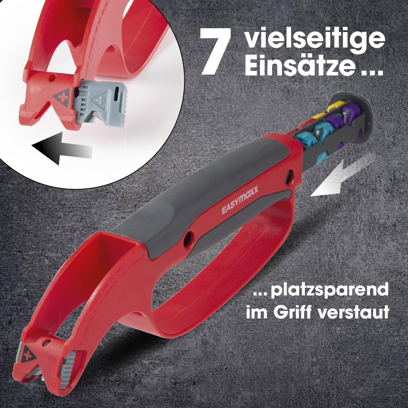 Klingenschärfer und Schärfeinsätze - für Messer, Werkzeug, Gartengeräte mit 7 vielseitigen Einsätzen und platzsparender Griffaufbewahrung.
