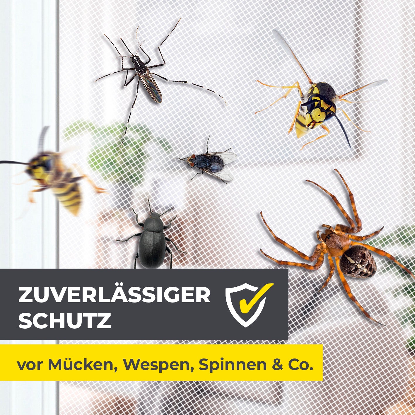 Moskitonetz für Fenster mit selbstklebendem Klettband 2er-Set 130x150 cm Weiß schützt zuverlässig vor Insekten und Mücken.