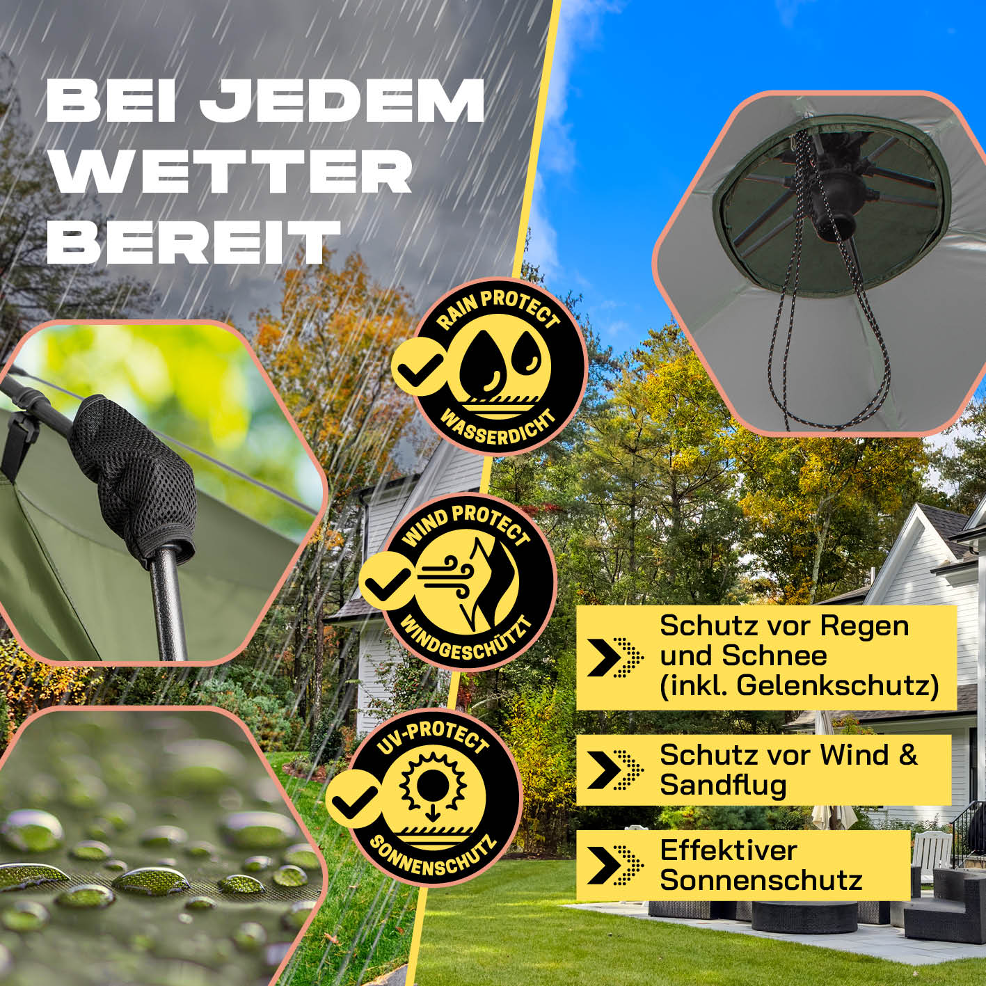 Pop-up-Pavillon mit Mückenschutz - grün, wetterfest mit Regen-, Wind- und Sonnenschutz, ideal für Outdoor und Garten.