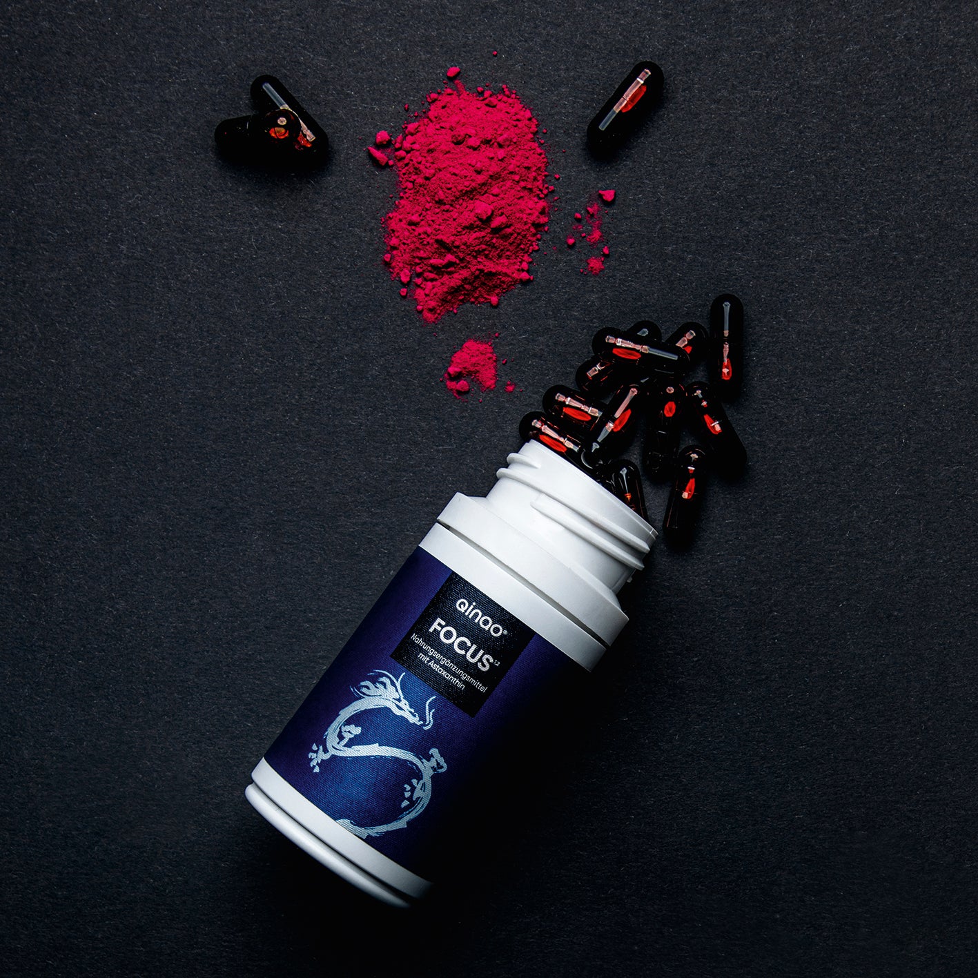 Nahrungsergänzungsmittel FOCUS - 60 Kapseln mit Astaxanthin, Vitamin D und E für geistige Leistungsfähigkeit, vegan und glutenfrei.