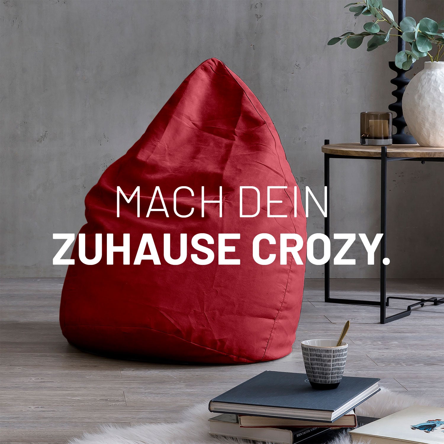 Luxury XL PLUS Sitzsack (220 L) in Rot, großes indoor Sitzkissen mit ergonomischer EPS-Perlenfüllung und hochwertigem Material.